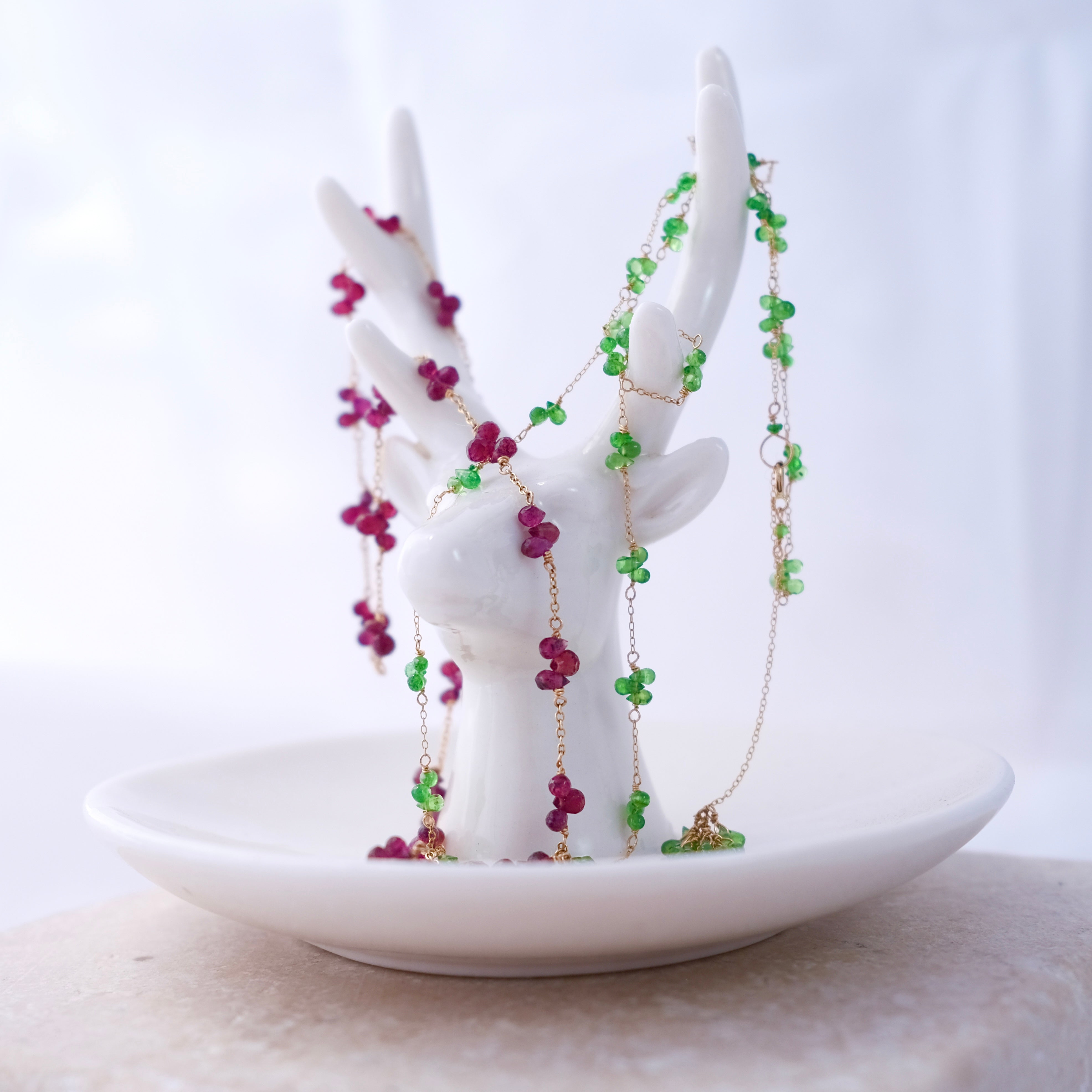 14k Gold Chain Necklace w/ Tsavorite