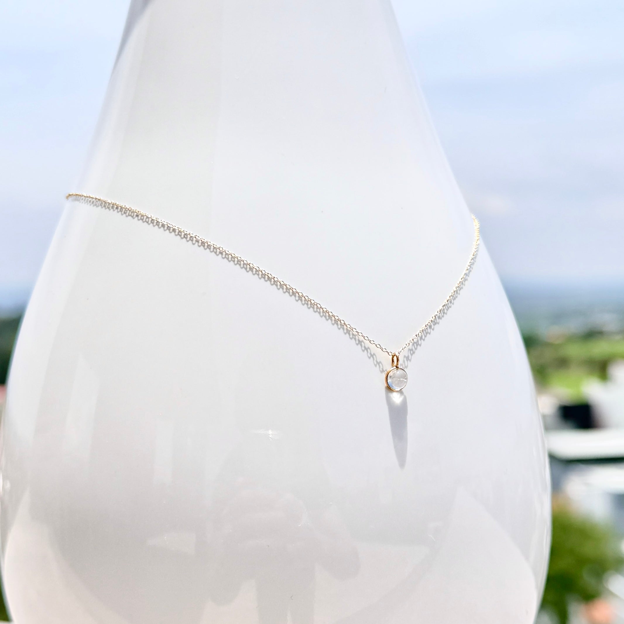 14k Gold Necklace w/ 18k Gold Moonstone Pendant