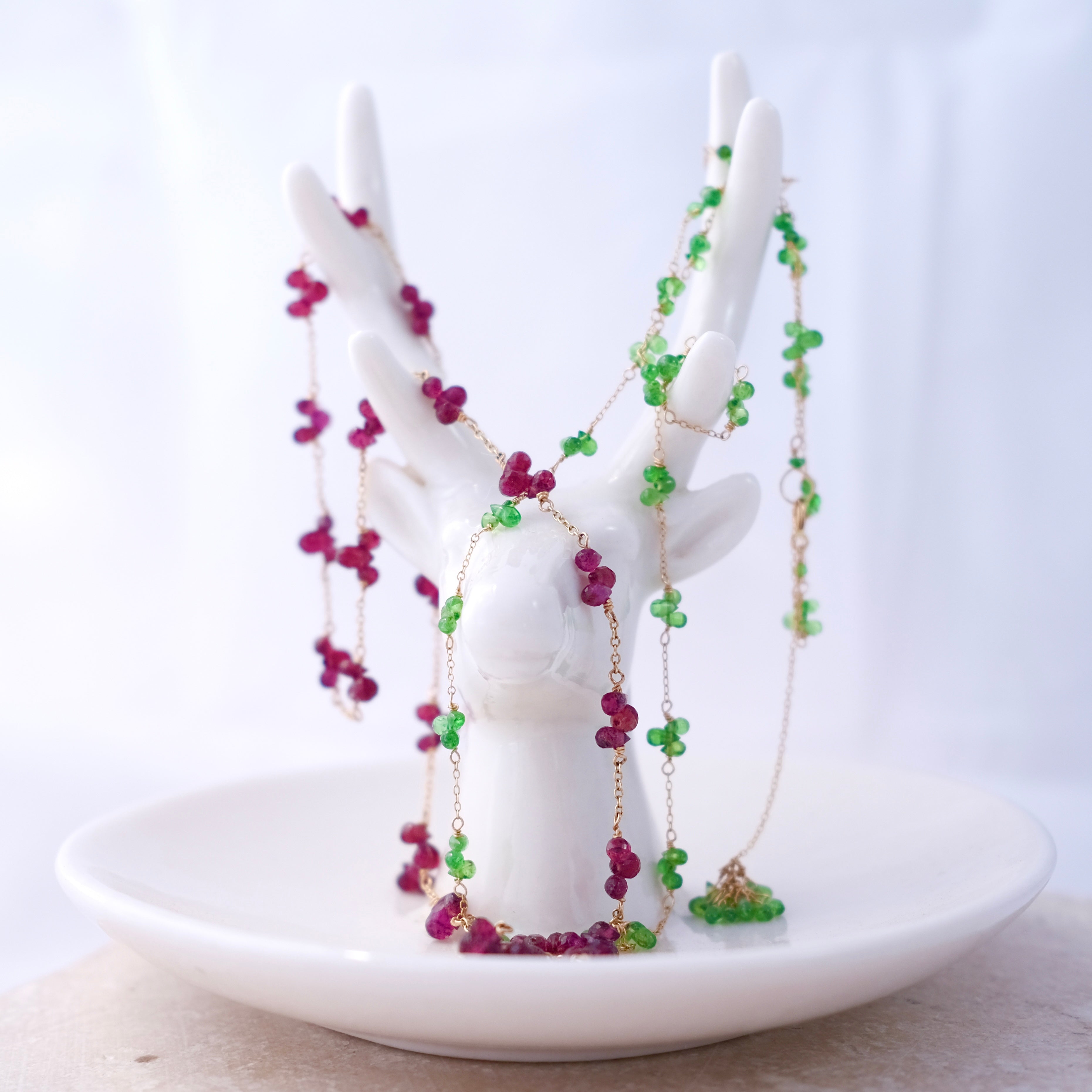 14k Gold Chain Necklace w/ Tsavorite