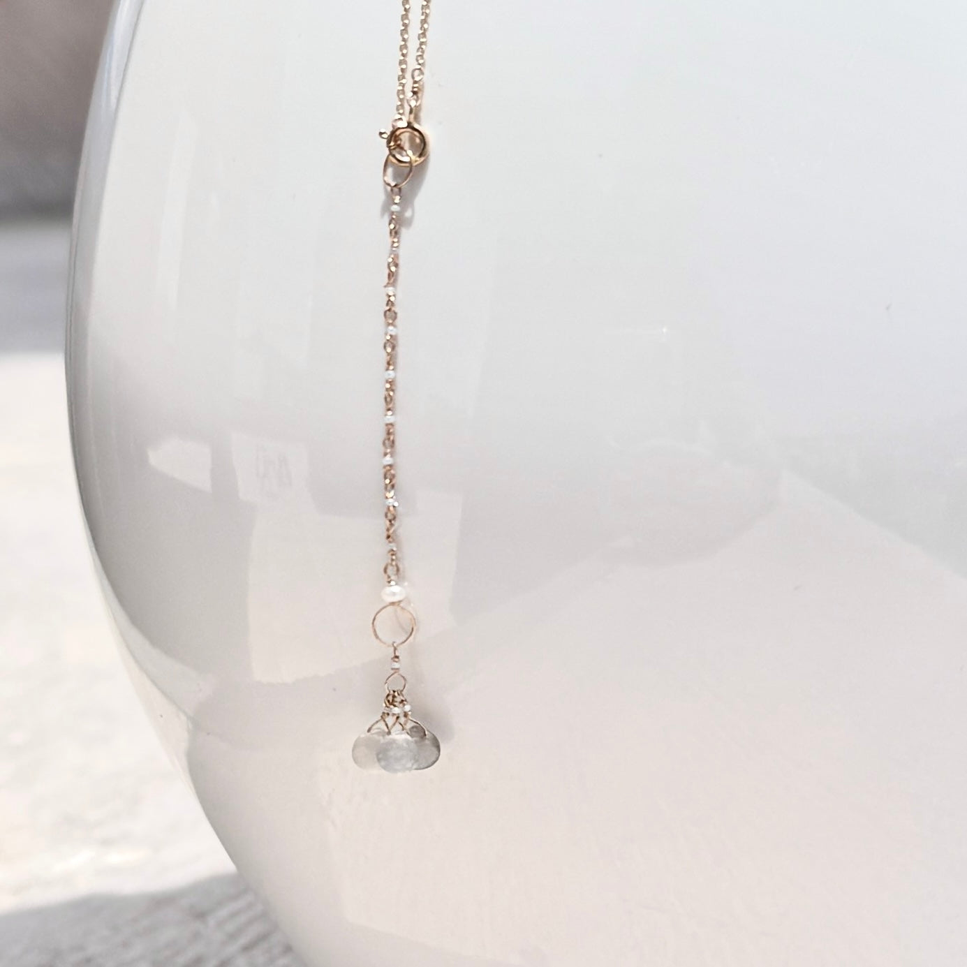 14k Gold Necklace w/ 18k Gold Moonstone Pendant