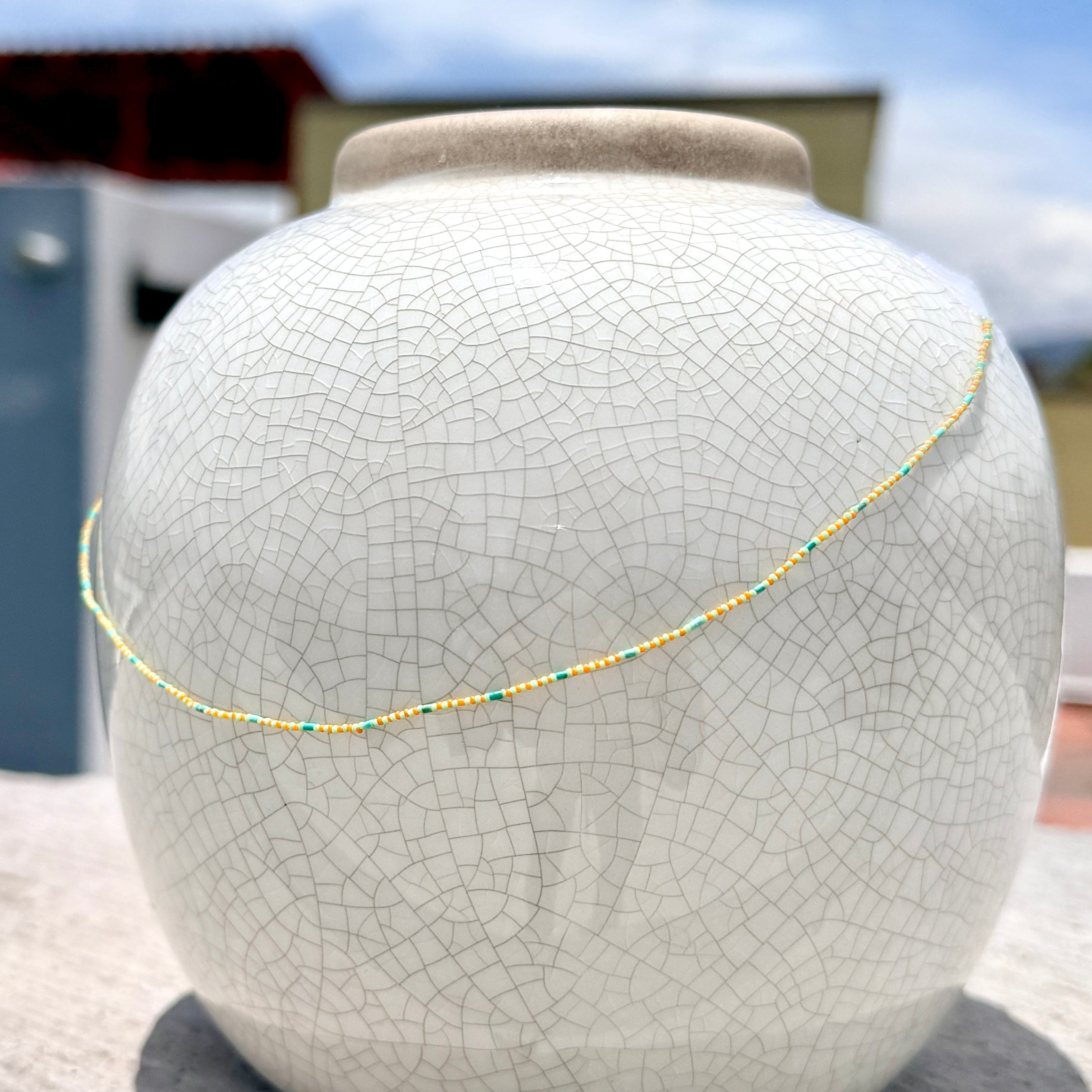 String Beaded Necklace w/ Antique Italian Beads & Afghan Turquoise