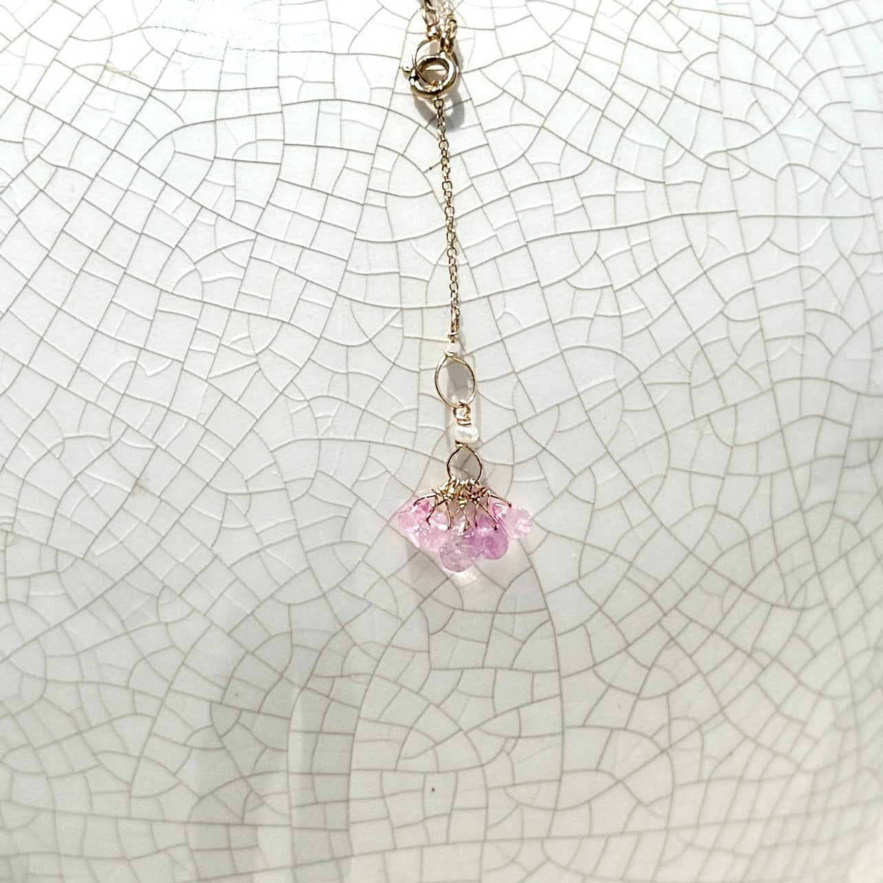 String Beaded Necklace w/ Pink Sapphires & Antique Italian Beads