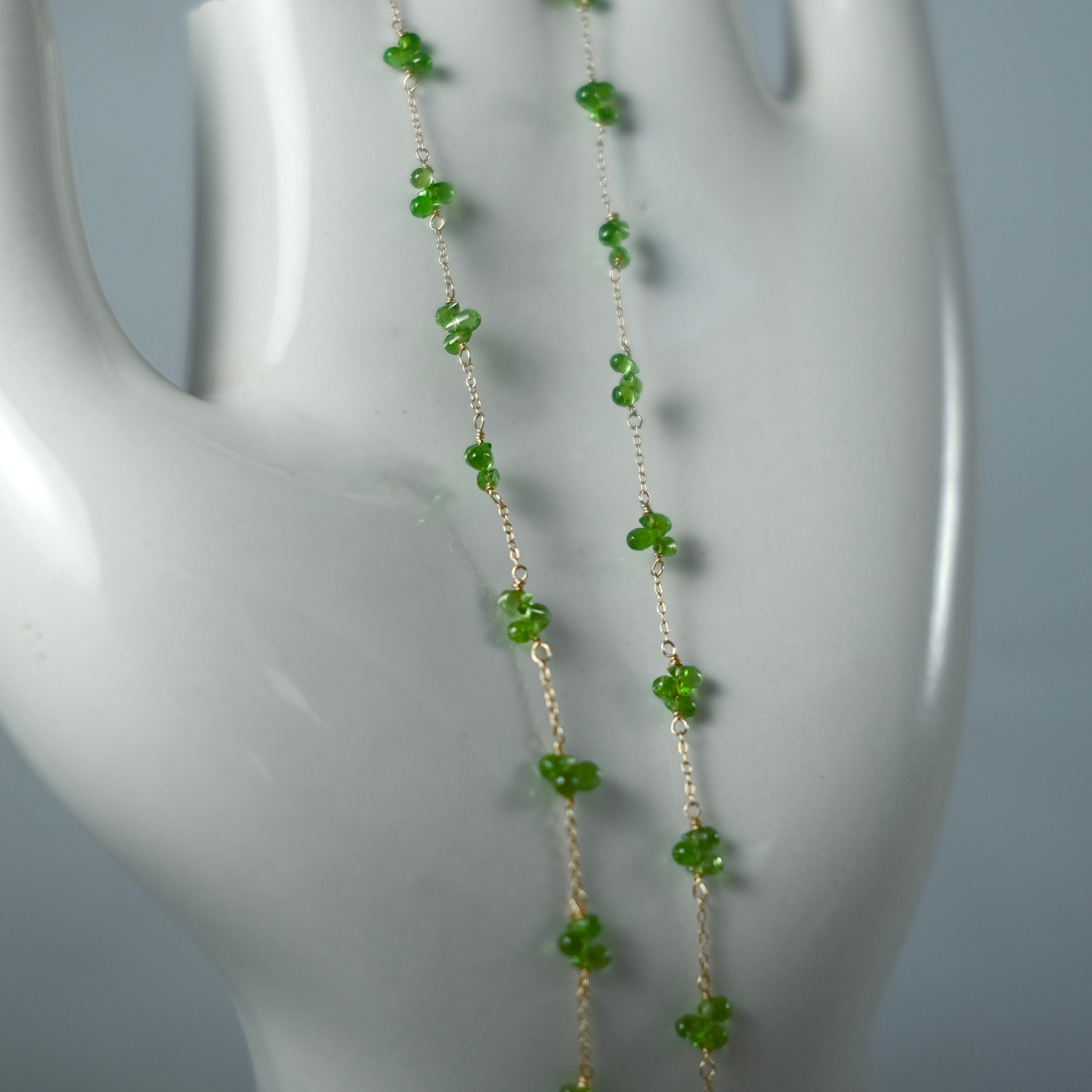 14k Gold Chain Necklace w/ Tsavorite