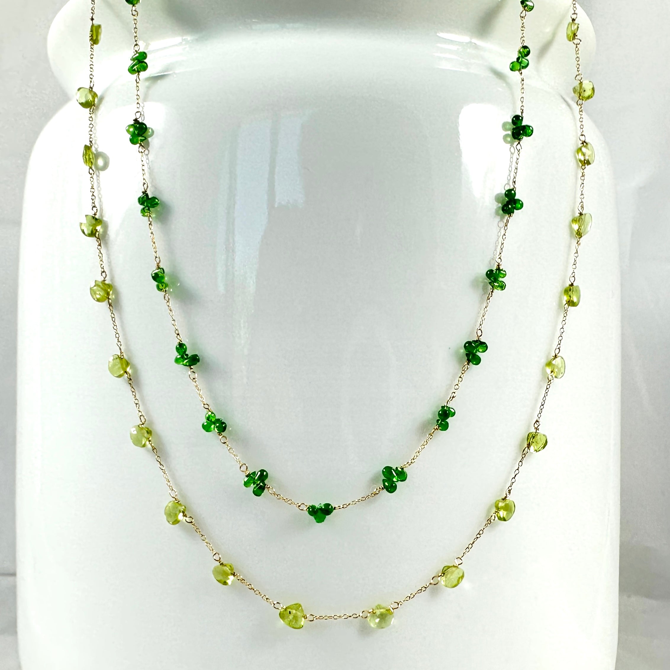 14k Gold Chain Necklace w/ Tsavorite