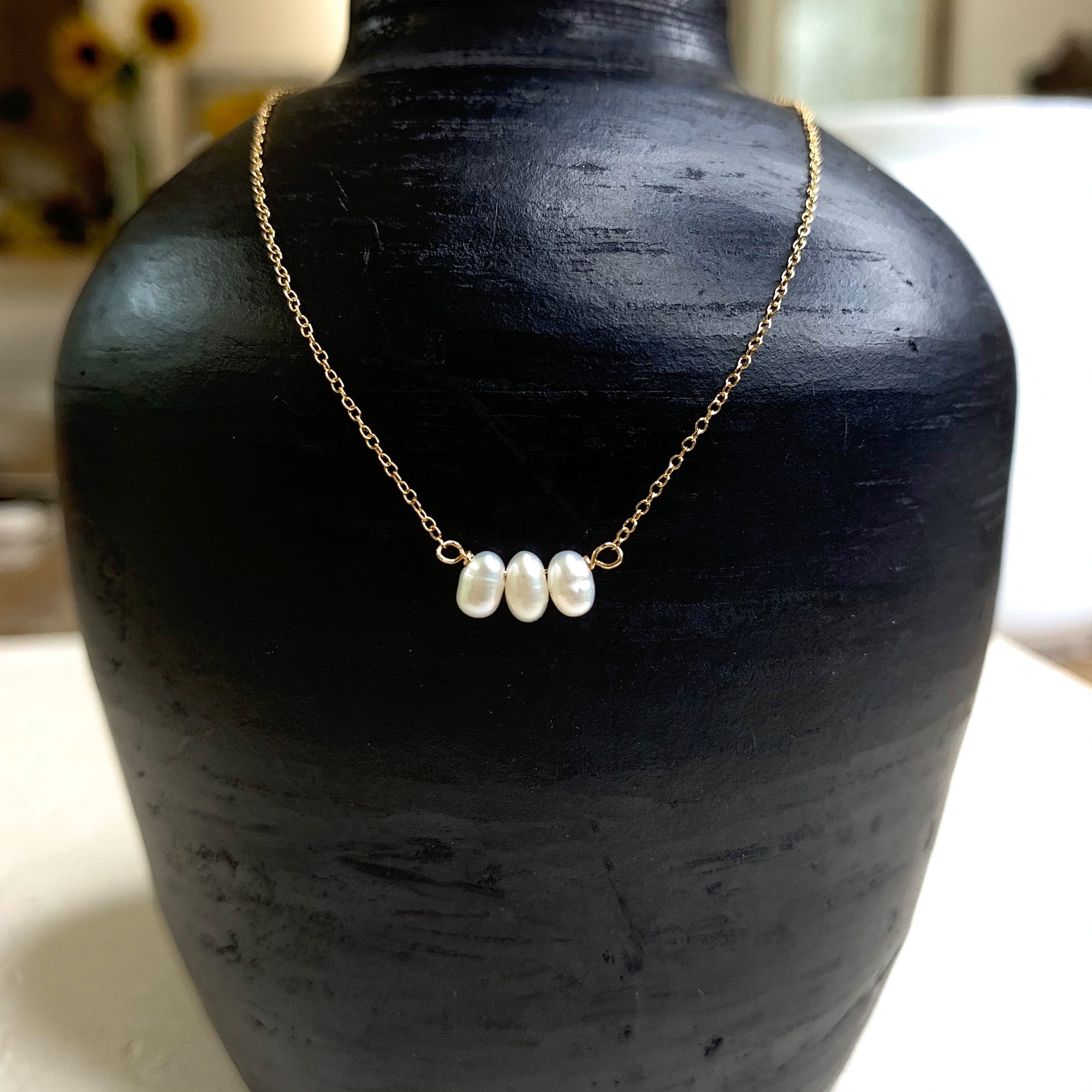 14k Yellow Gold Chain Necklace w/ Mystic Topaz & Freshwater Pearls