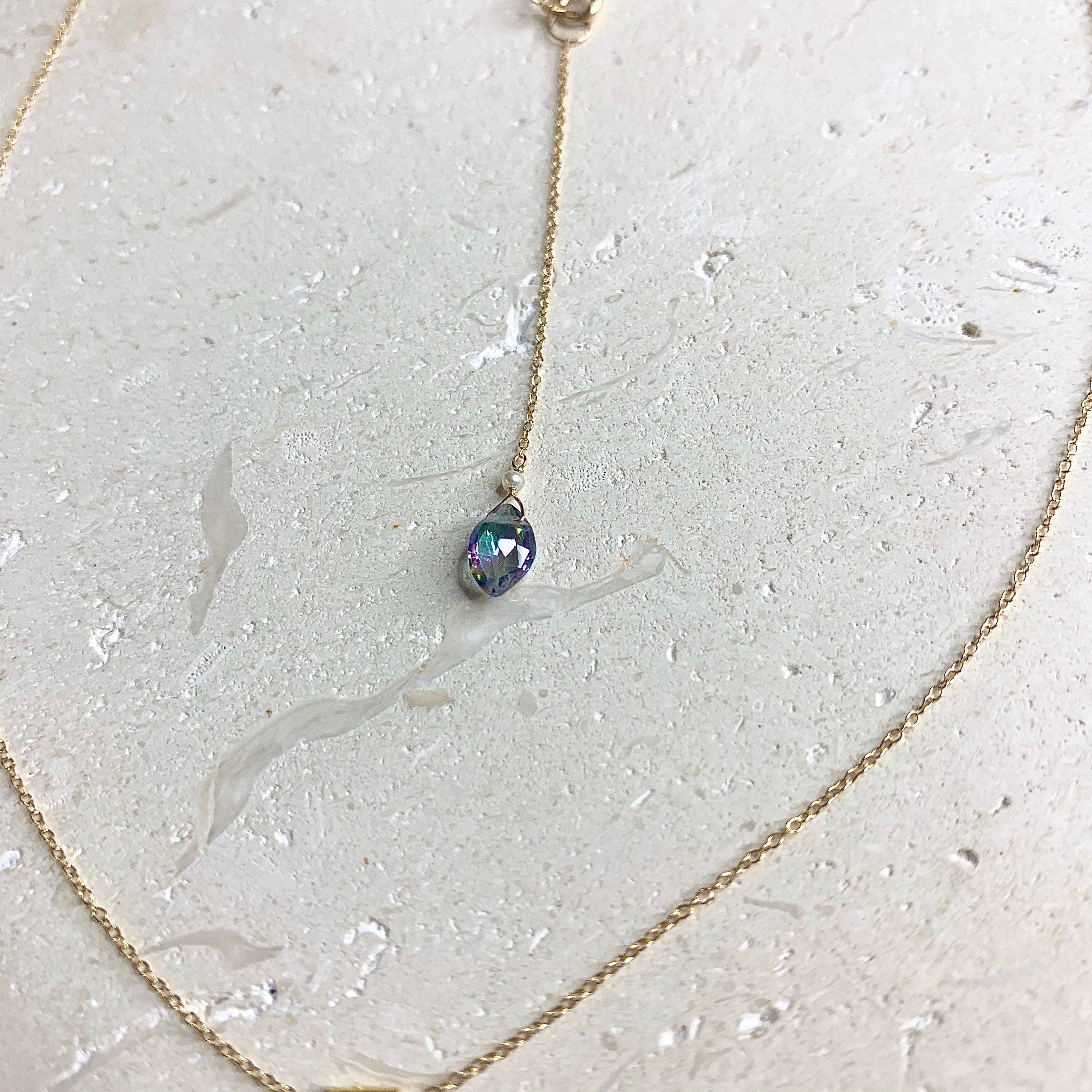 14k Gold Chain Necklace w/ 18k Gold Pendant