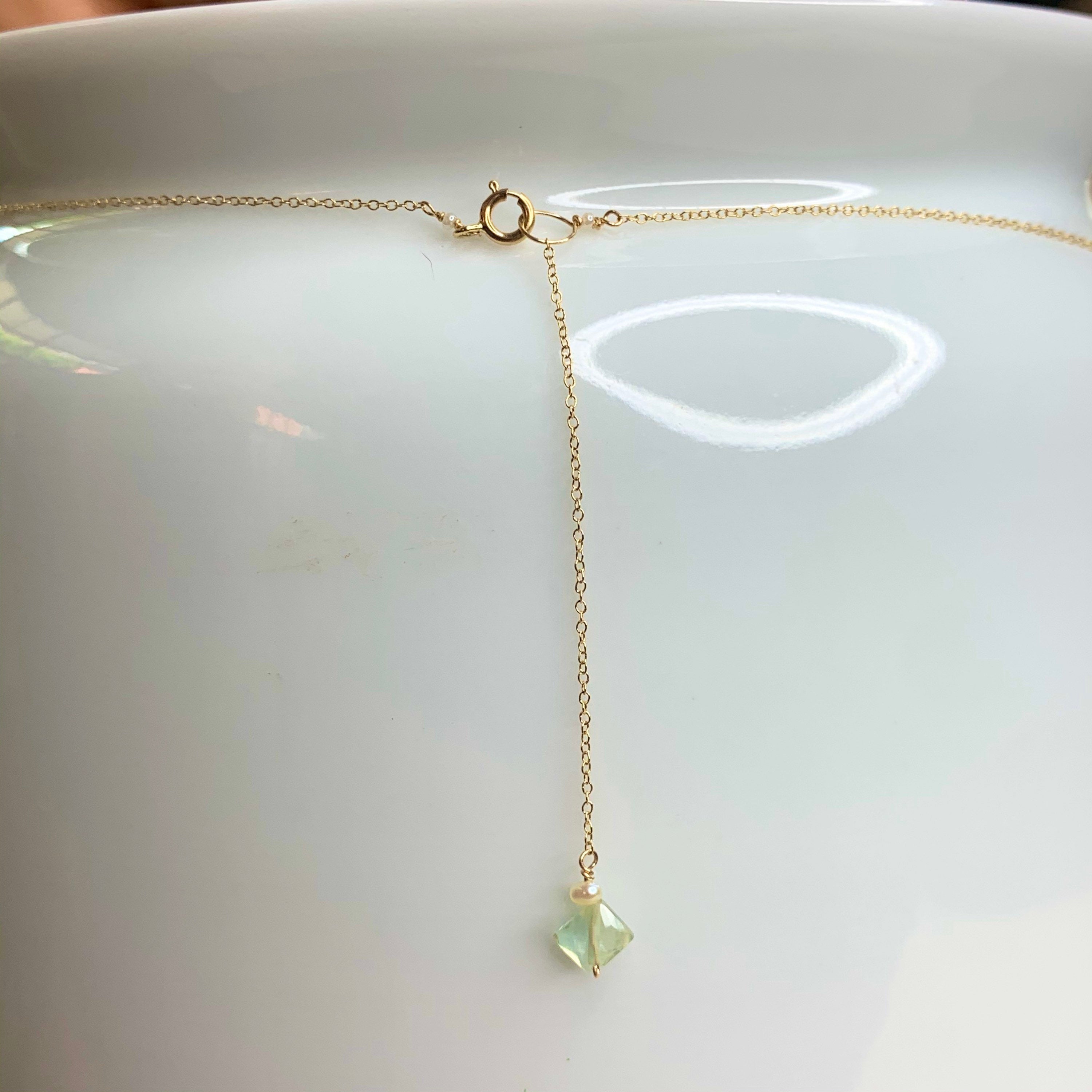 14k Gold Chain Necklace w/ Keshi Pearls, 18k Gold Daisies