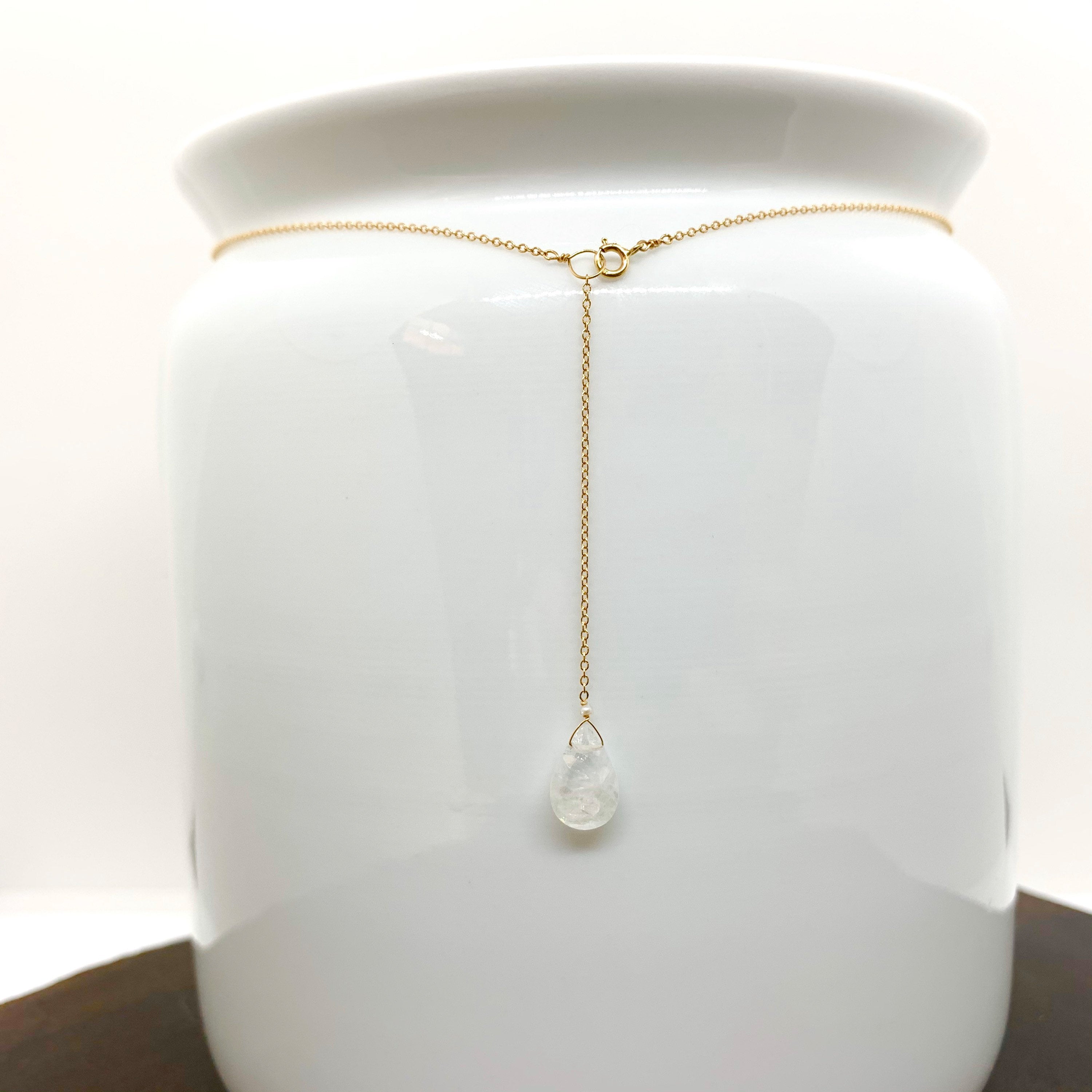 14k Gold Chain Necklace w/ Keshi Pearl & 18k Gold Nugget