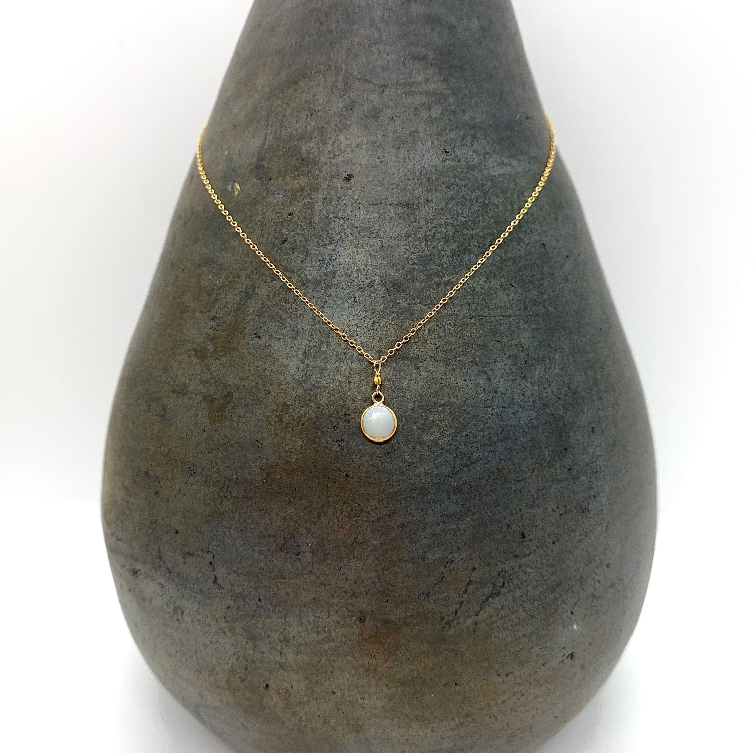 14k Gold Chain Necklace w/ 14k Gold Opal Pendant & 18k Gold Nugget