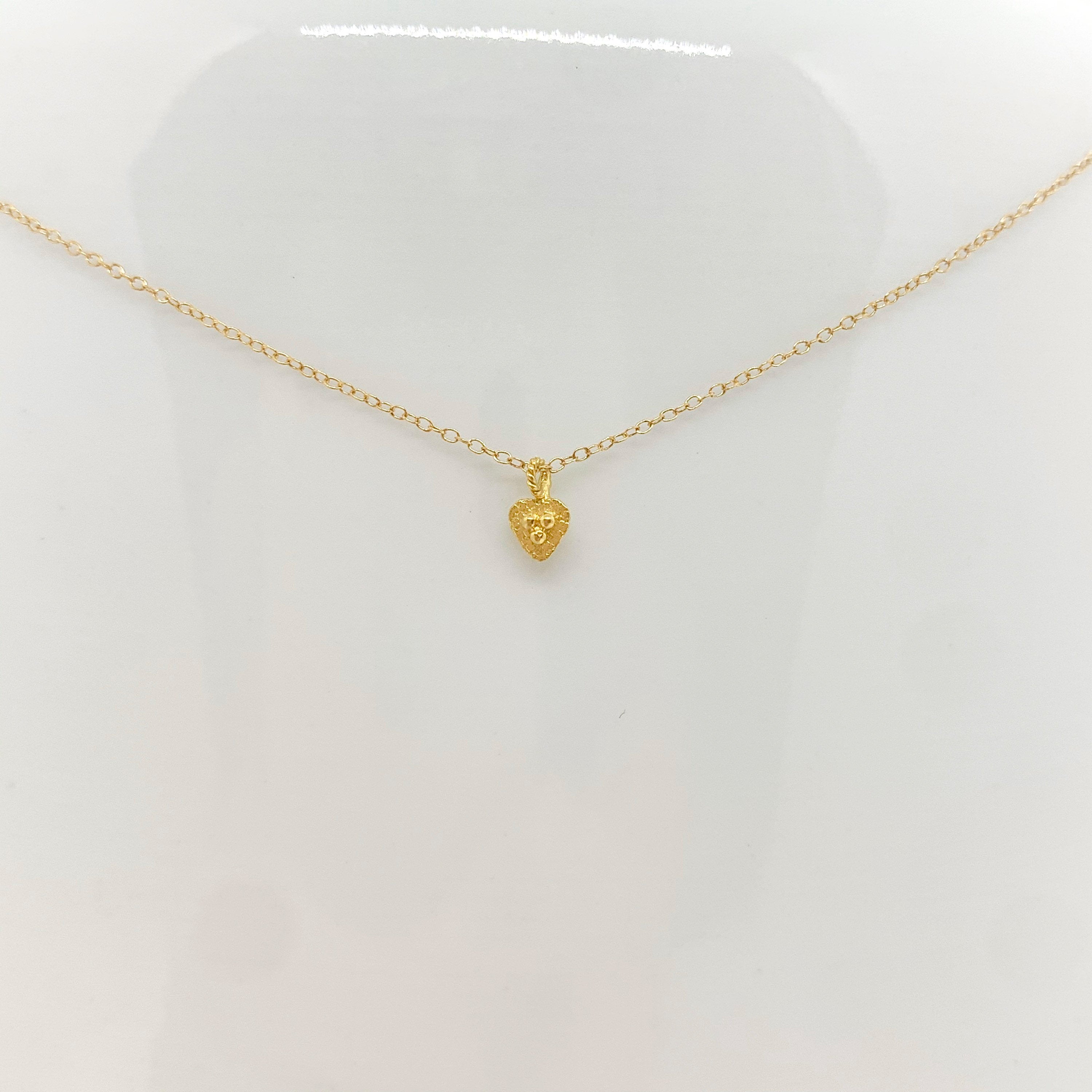14k Gold Chain Necklace w/ 18k Gold Heart Pendant