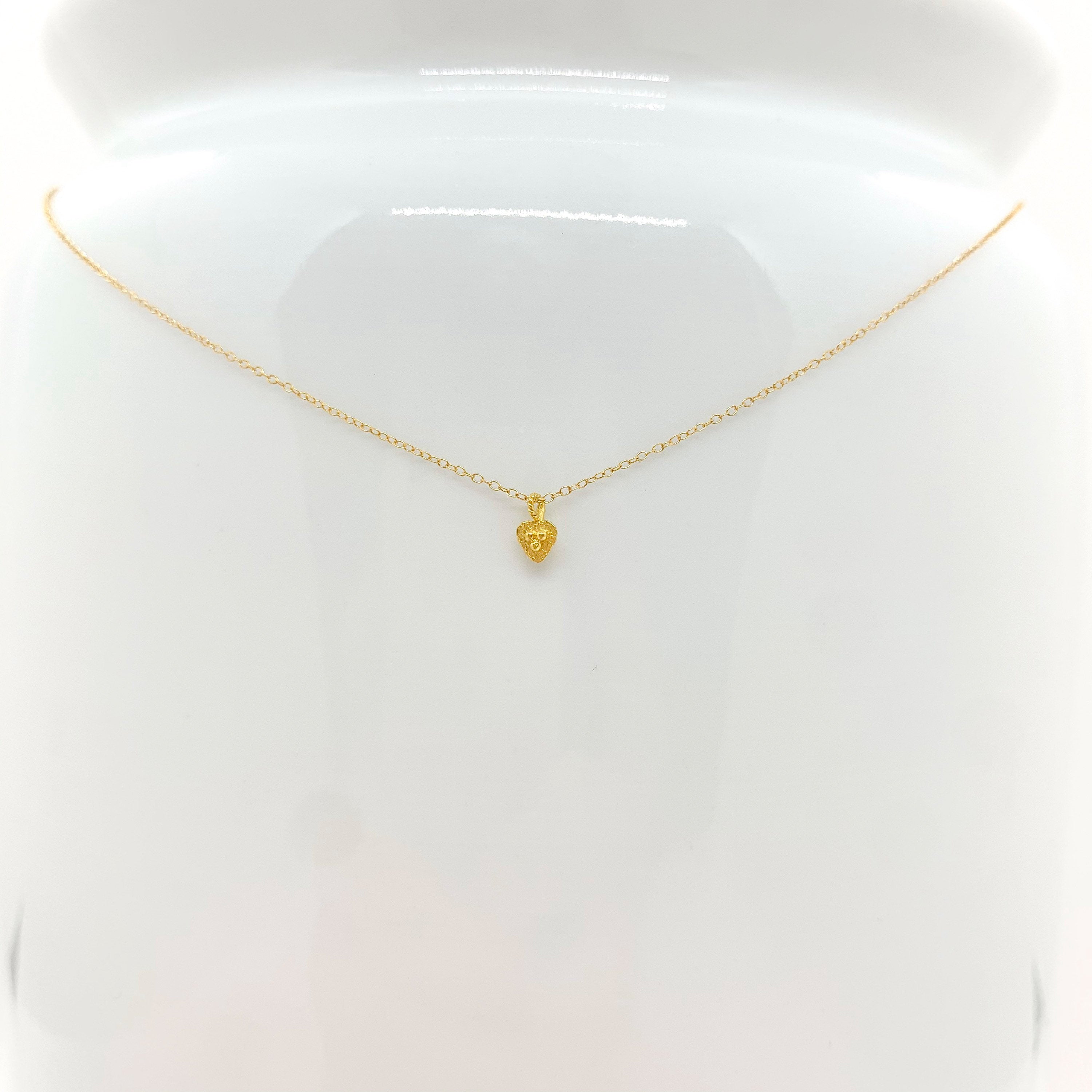 14k Gold Chain Necklace w/ 18k Gold Heart Pendant