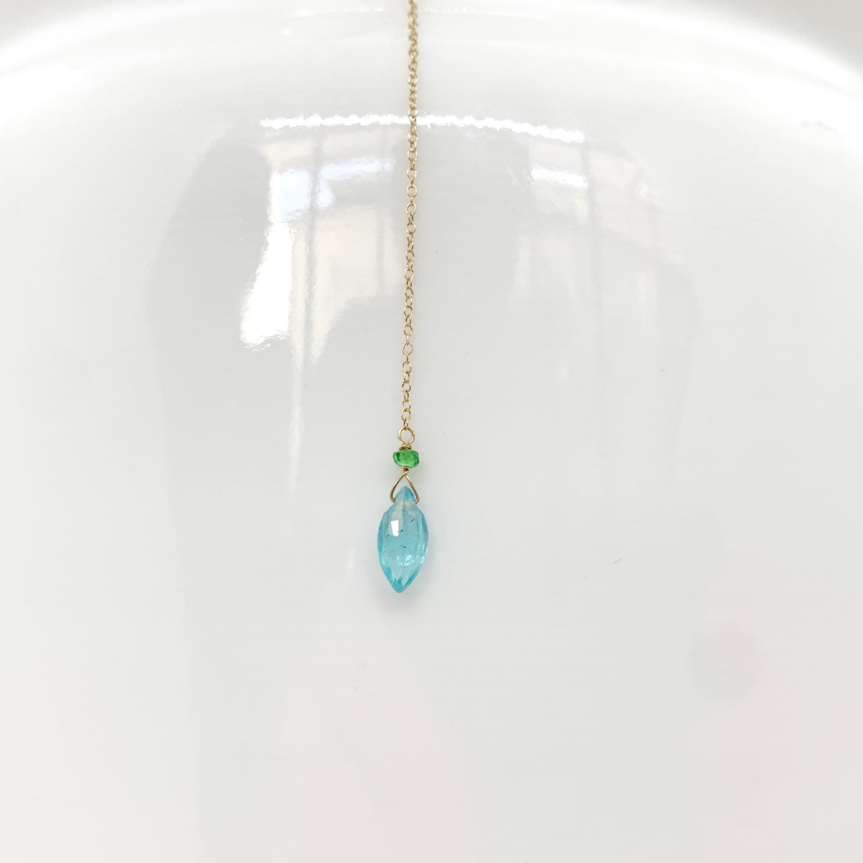 String Beaded Necklace w/ Turquoise & 18k Gold Daisies