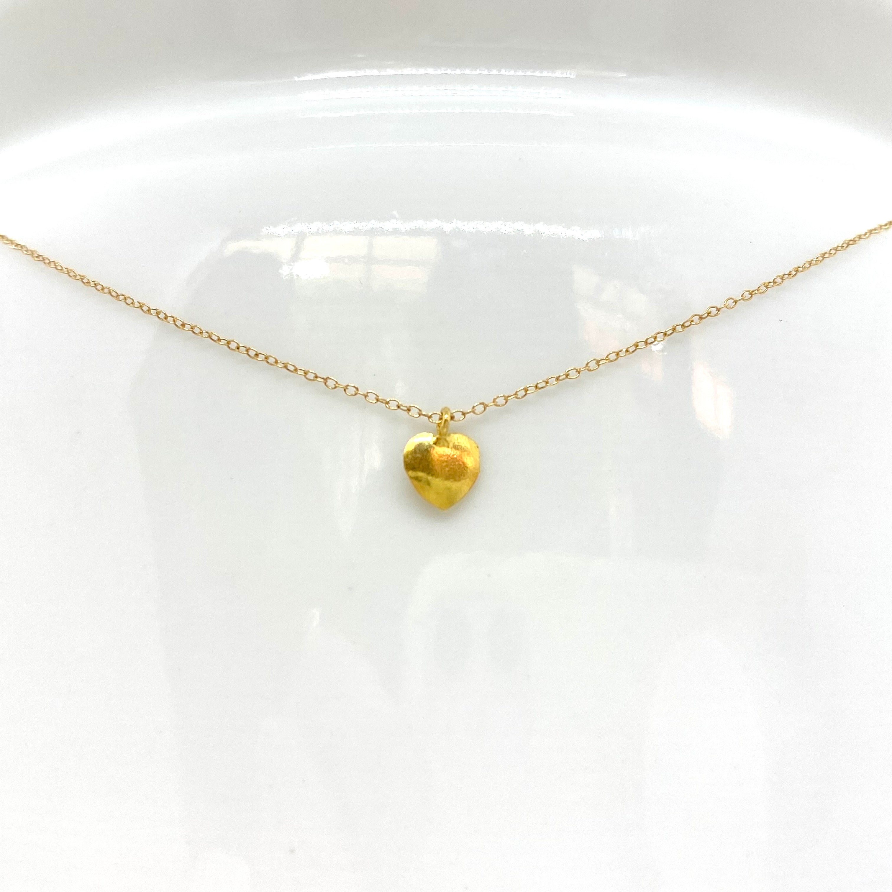 14k Gold Chain Necklace w/ 18k Gold Heart Pendant