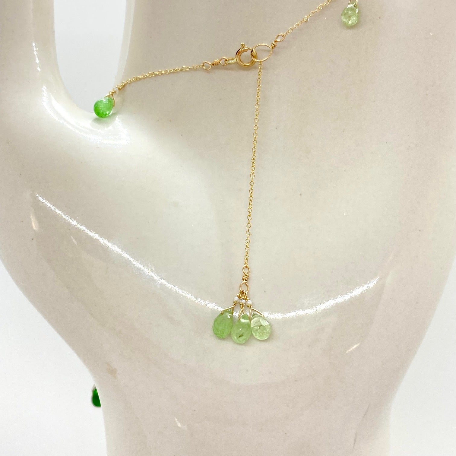 14k Gold Chain Necklace w/ Tsavorite