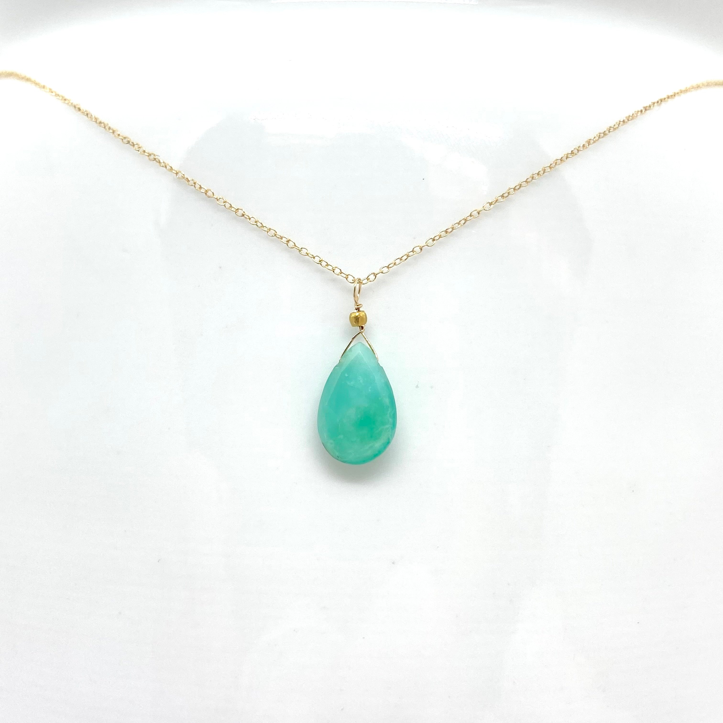 14k Gold Chain Necklace w/ Opal & 18k Gold Nugget