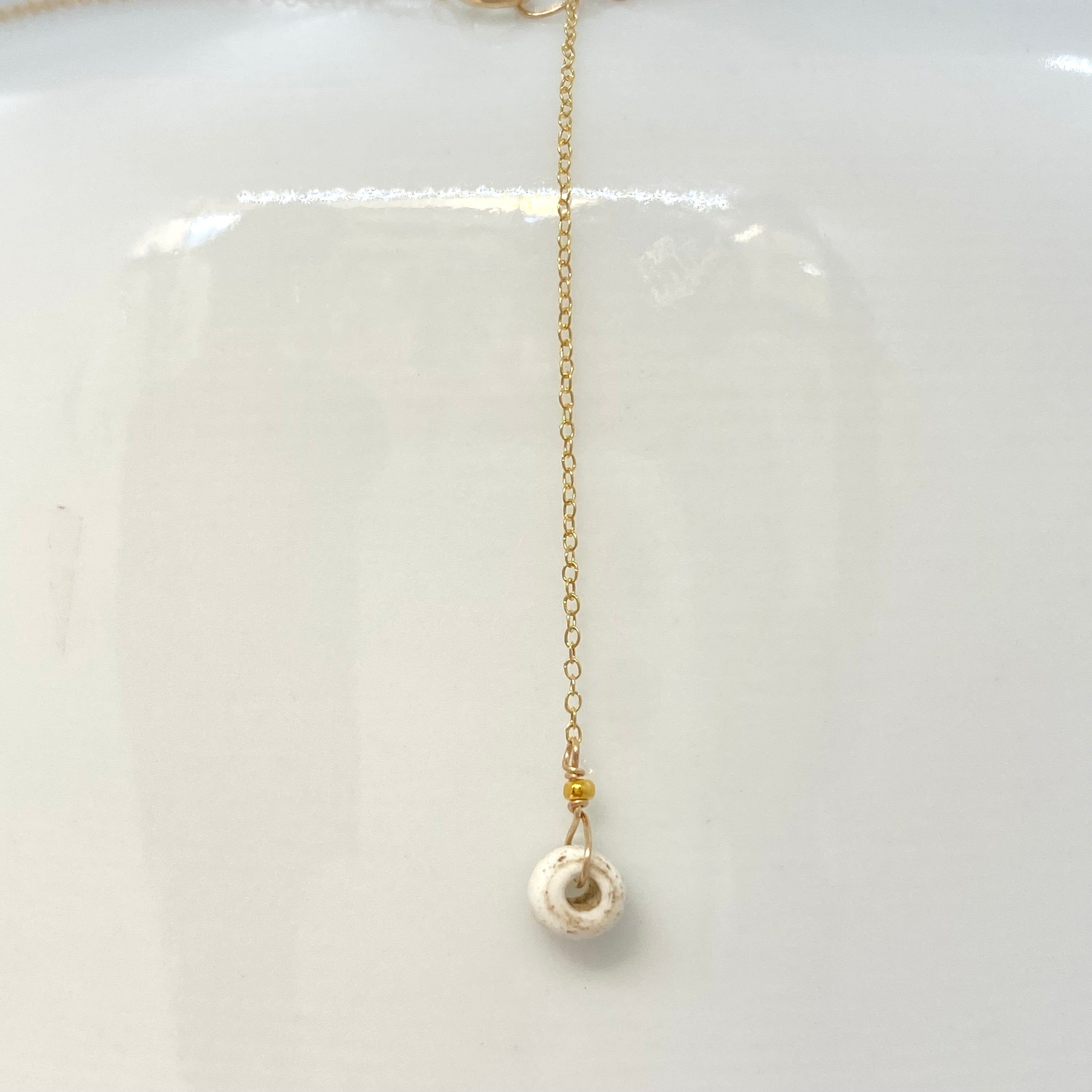 14k Gold Chain Necklace w/ Pre-Columbian Chrysoprase Wheel & 18k Gold Nugget