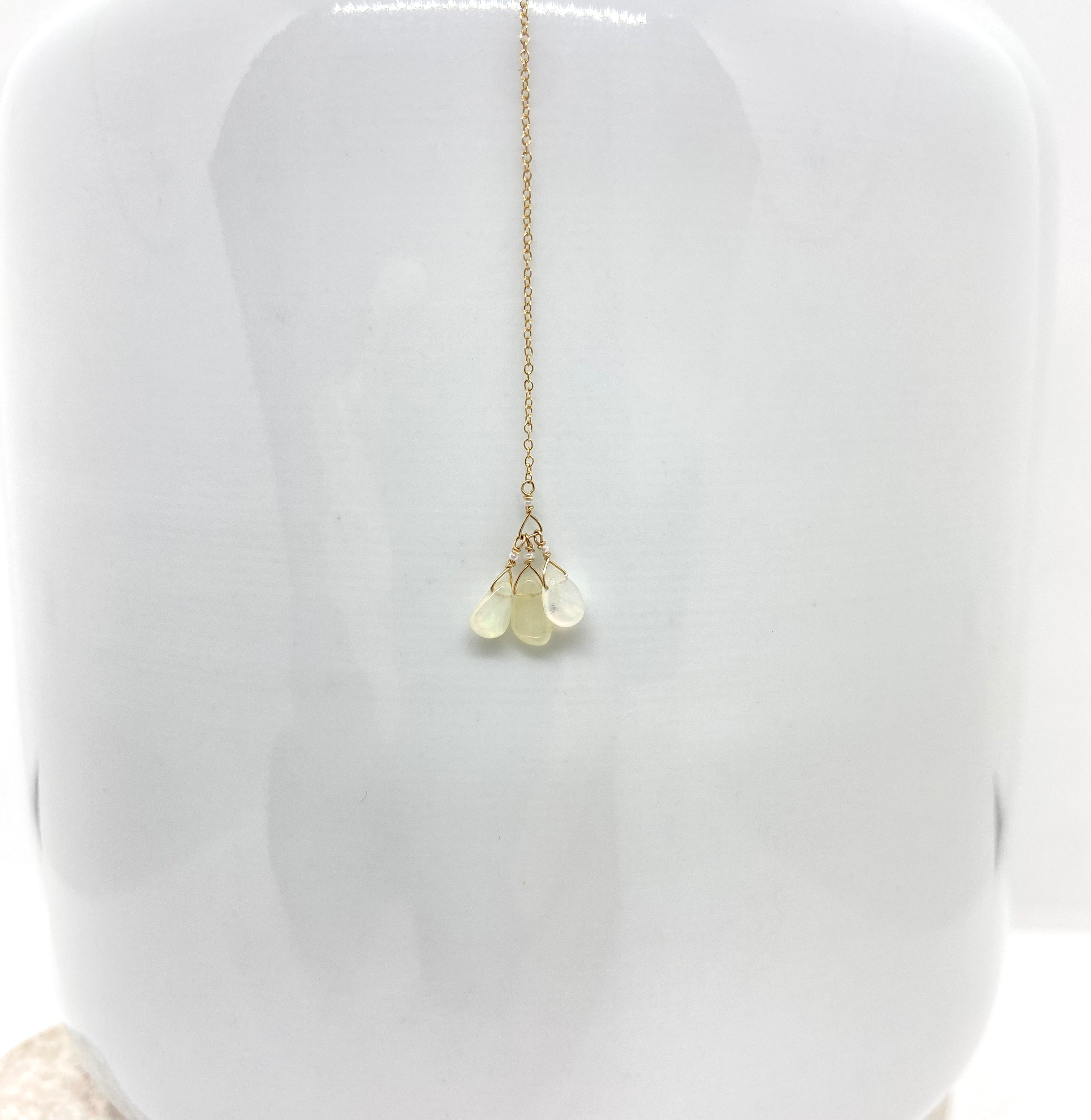 14k Gold Chain Necklace w/ Japanese Akoya Pearls & 18k Gold Hand-Carved Pendant