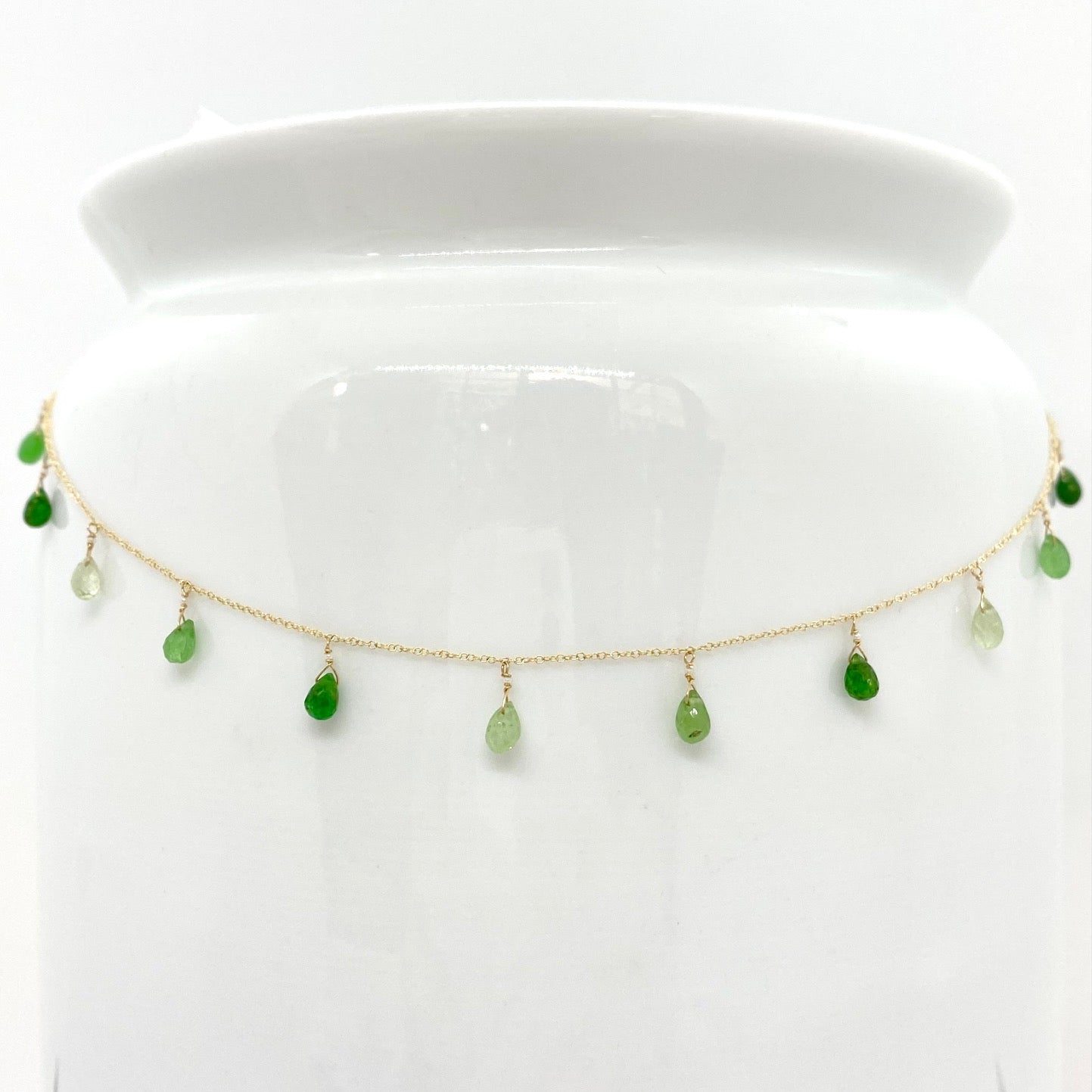 14k Gold Chain Necklace w/ Tsavorite