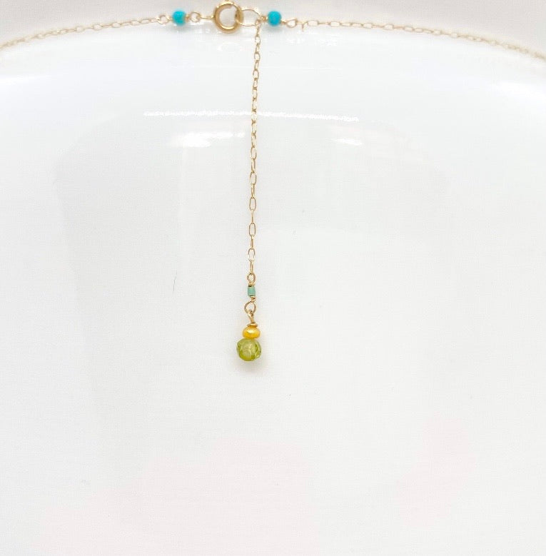 String Beaded Necklace w/ Chrysoberyl, Opal, Chrysoprase, Afghan Turquoise, Apatite & Antique Italian Beads