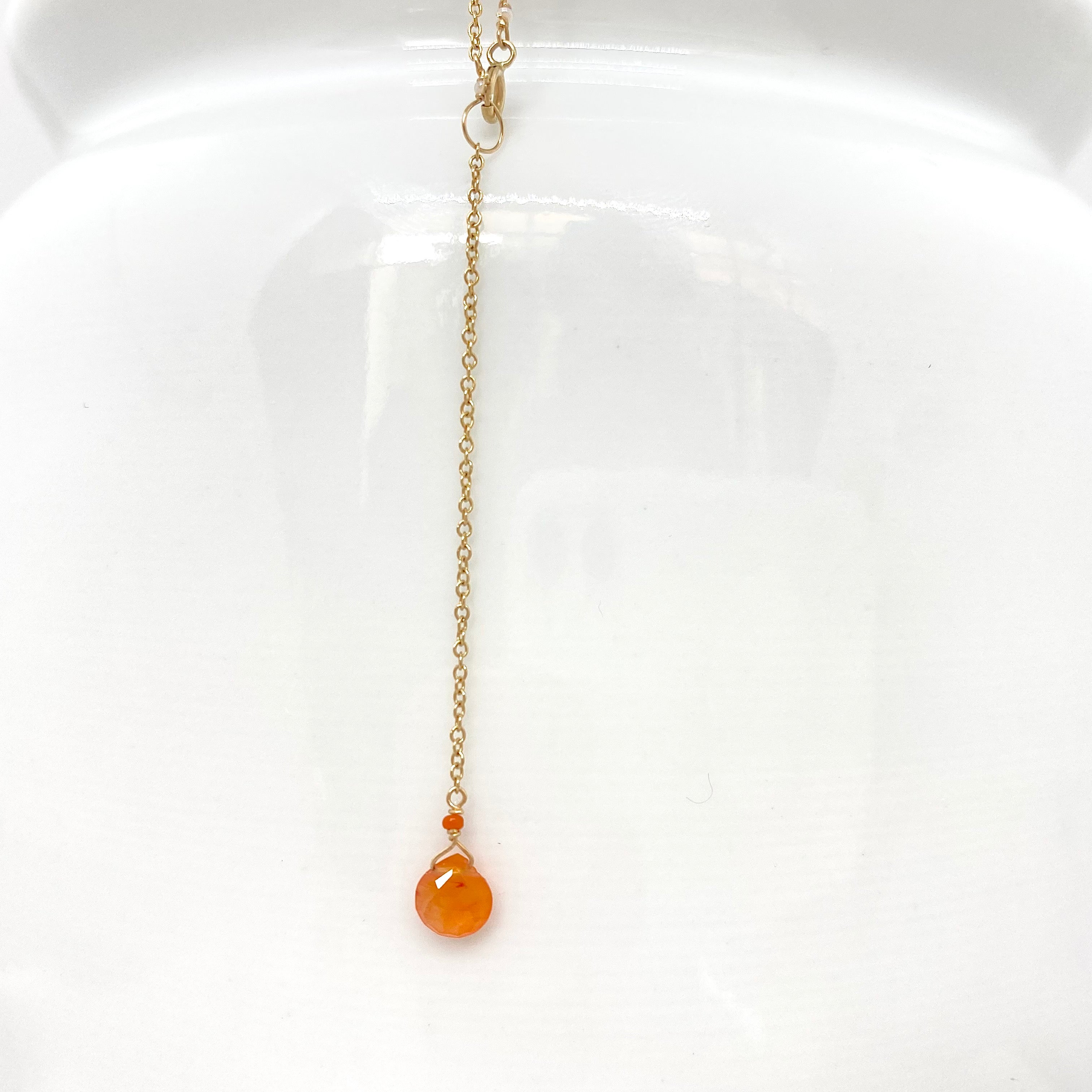 14k Gold Chain Necklace w/ Coral, 18k Gold Nugget, Turquoise, Opal, Apatite & Carnelian