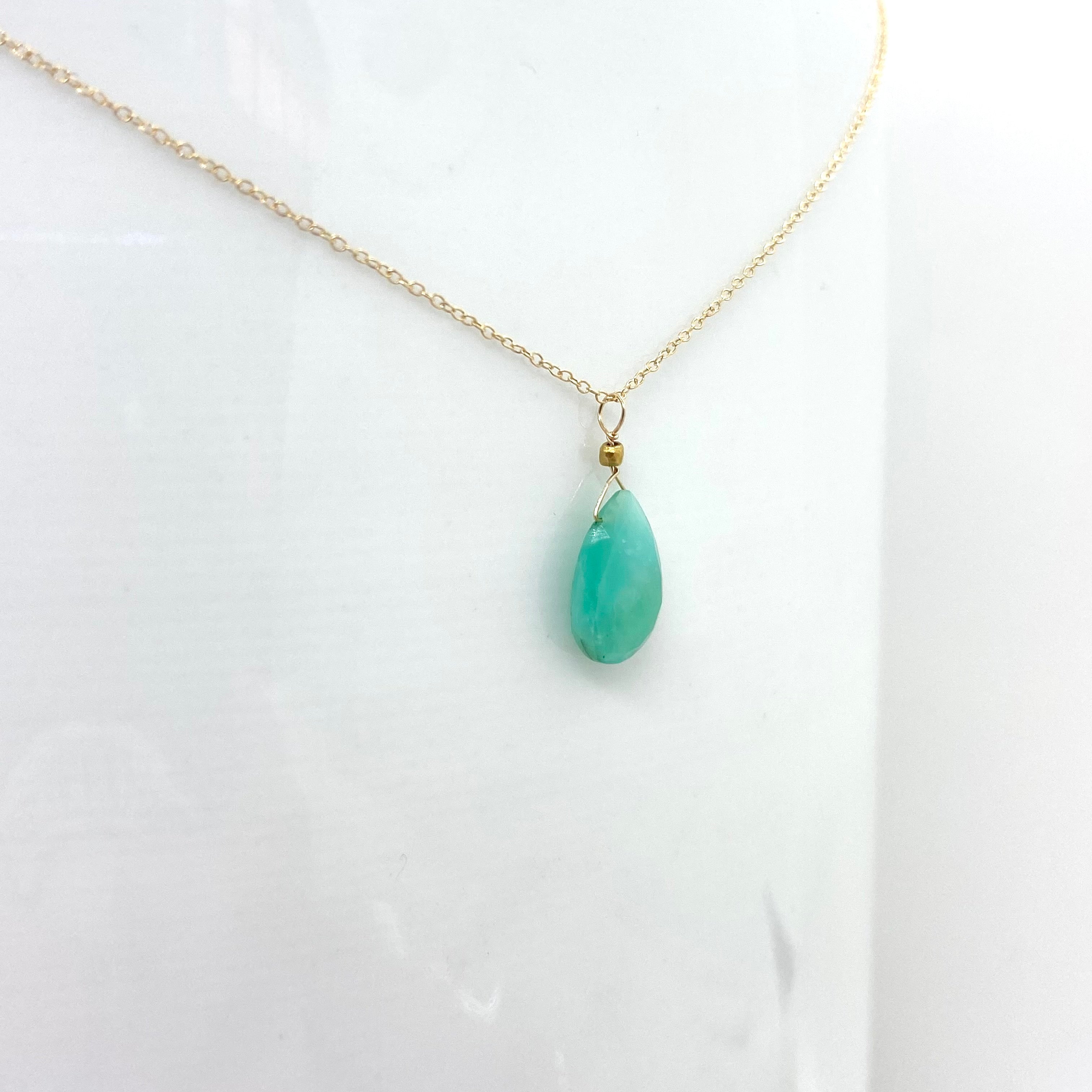 14k Gold Chain Necklace w/ Opal & 18k Gold Nugget