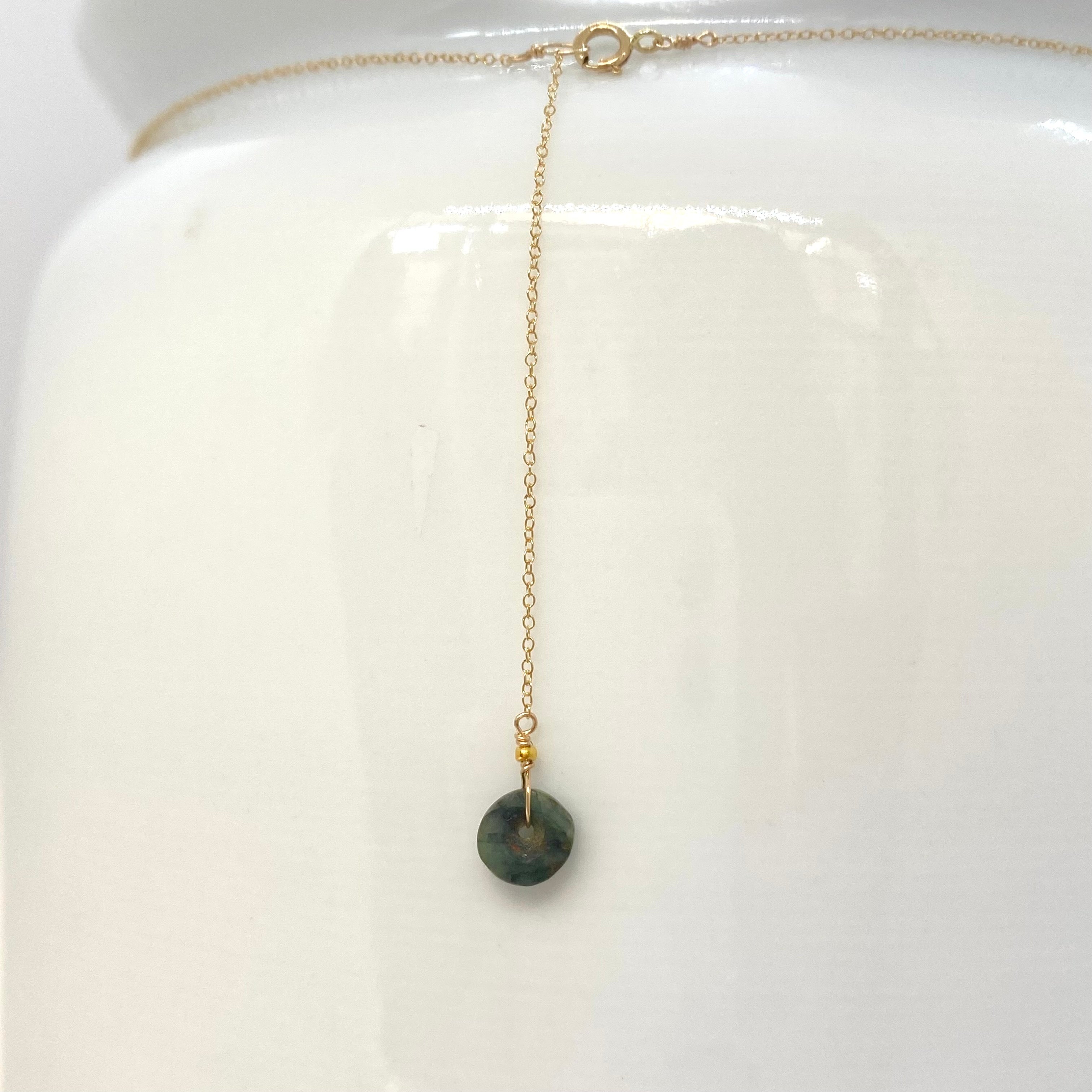 14k Gold Chain Necklace w/ Pre-Columbian Bone & 18k Gold Nugget