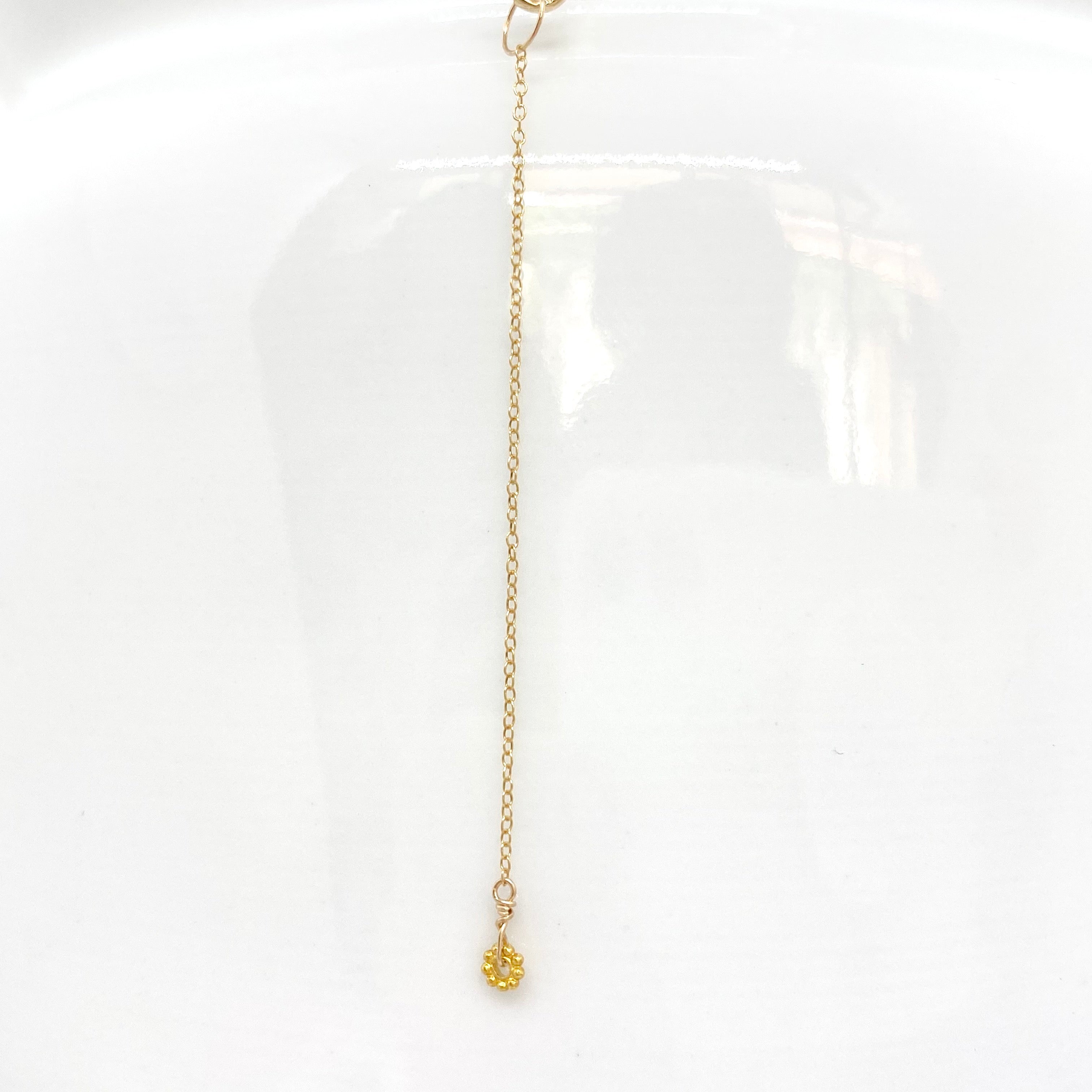14k Gold Chain Necklace w/ 18k Gold Drop, Champagne Diamond, Raw Diamonds & 18k Gold Nuggets