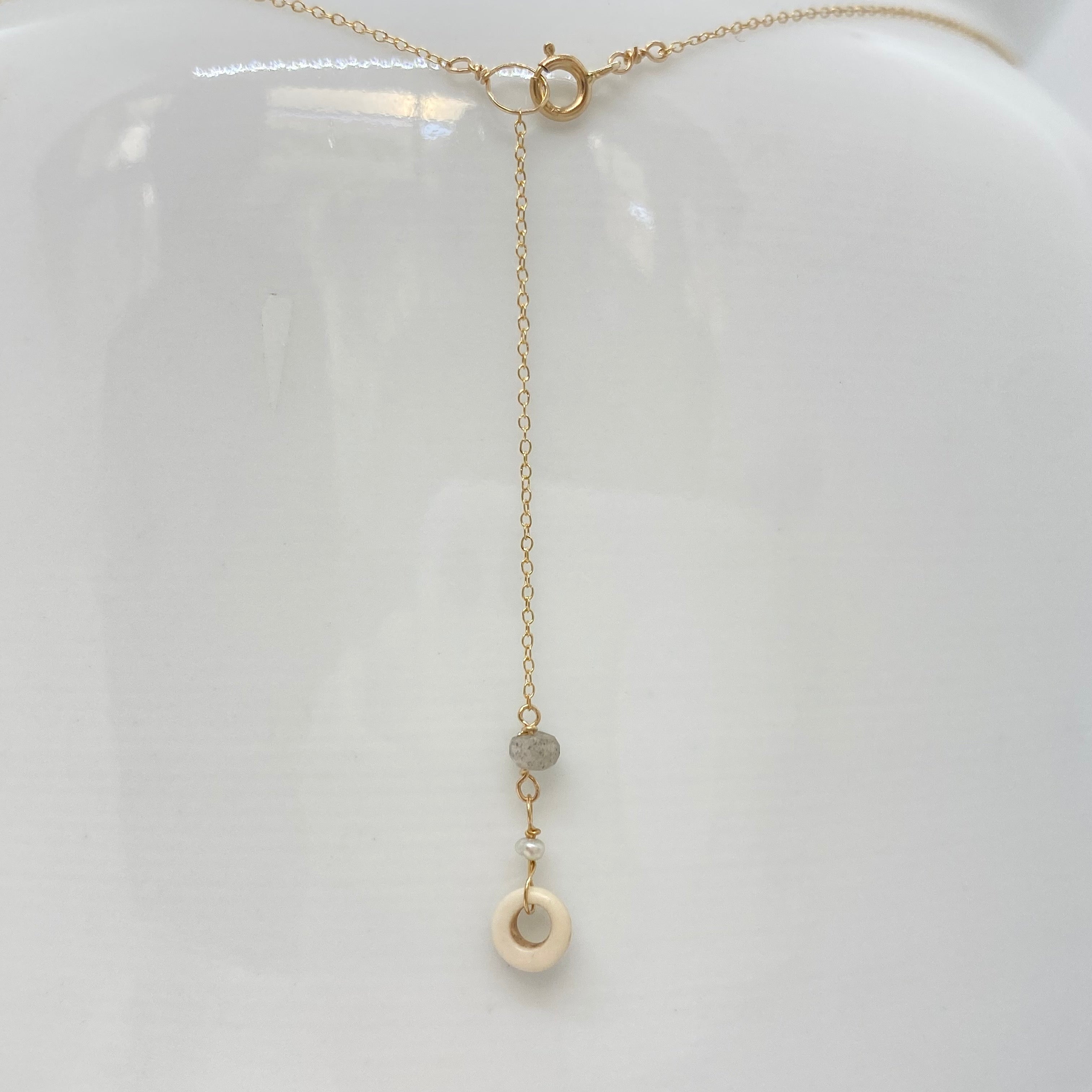 14k Gold Chain Necklace w/ Pre-Columbian Bone Frog Charm, Pre-Columbian Turquoise, 18k Gold Daisies & 18k Gold Nuggets