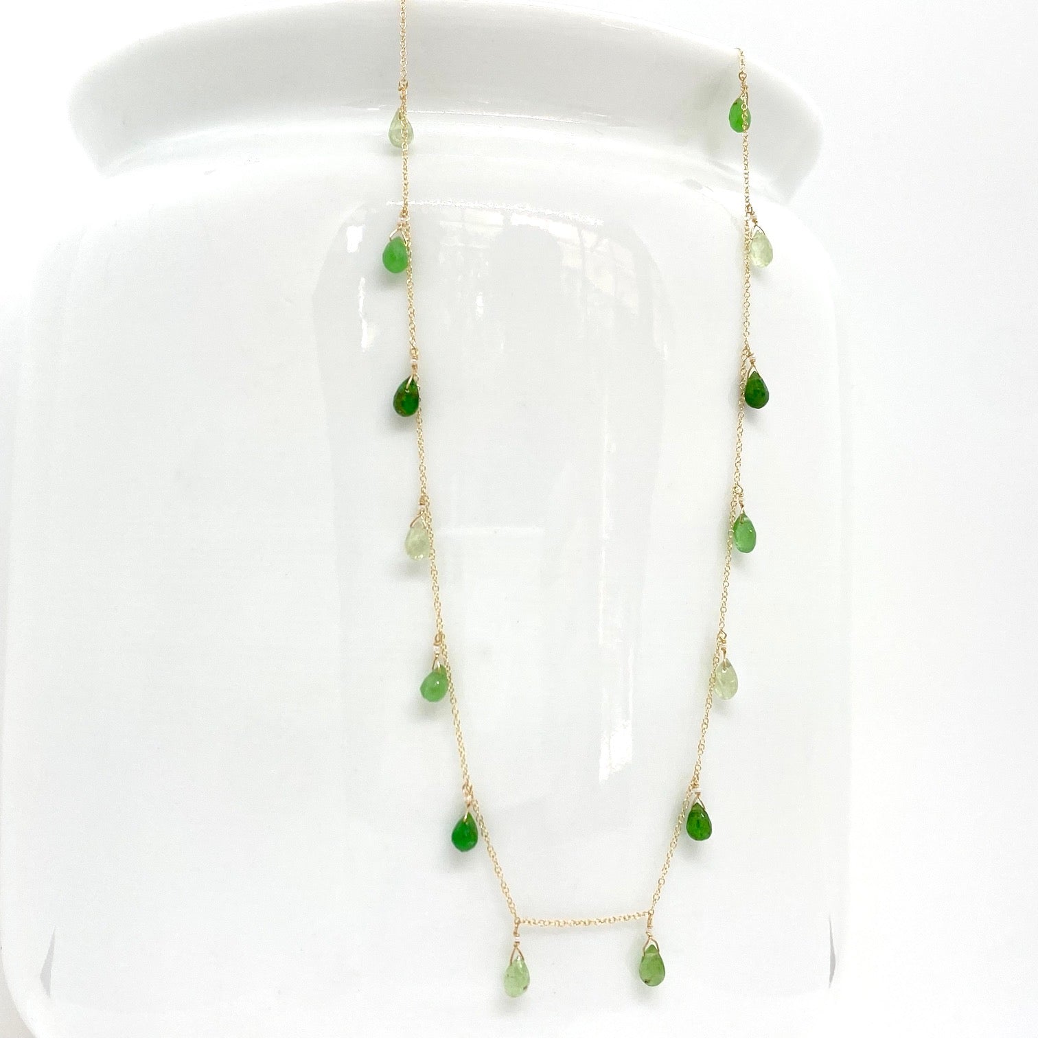 14k Gold Chain Necklace w/ Tsavorite