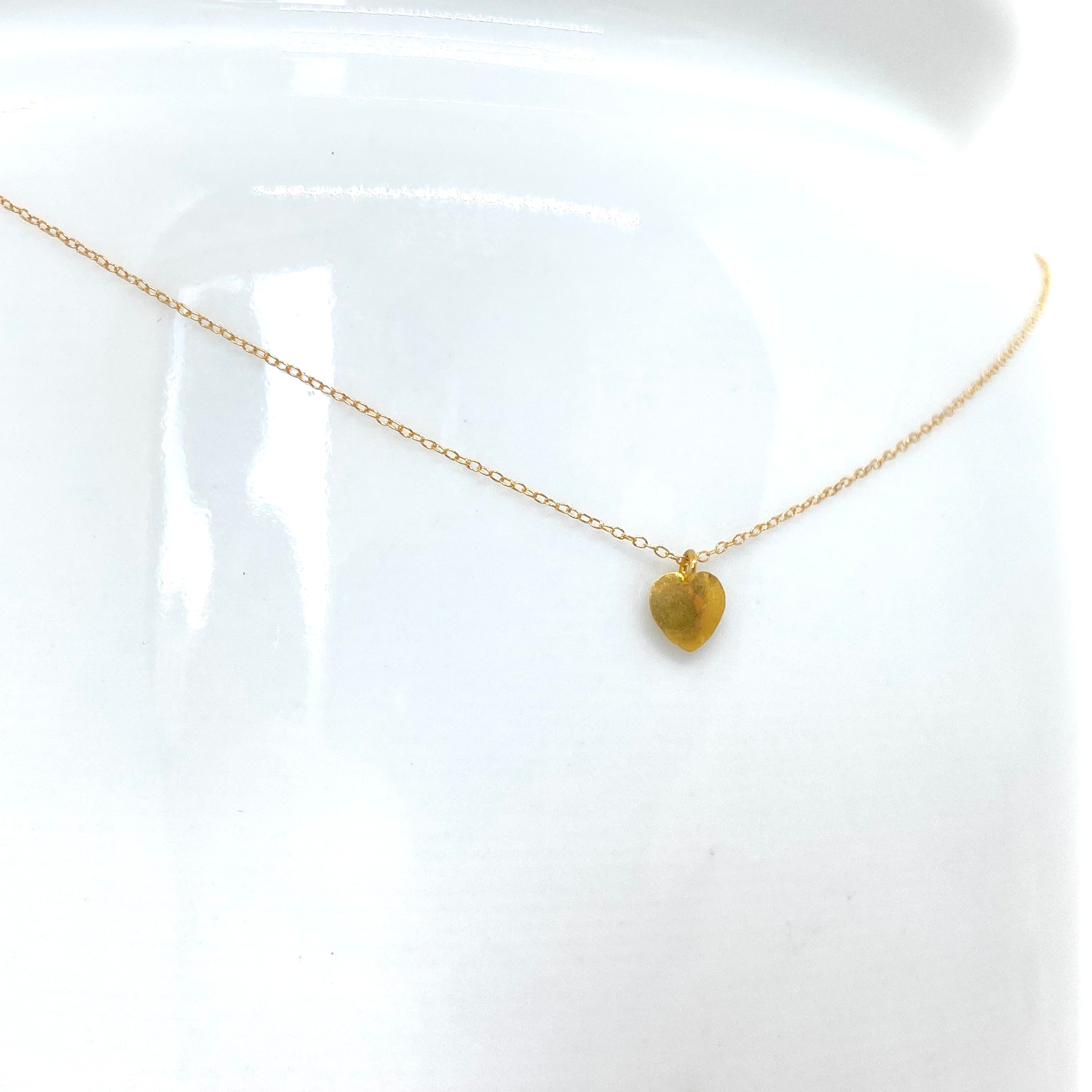 14k Gold Chain Necklace w/ 18k Gold Heart Pendant