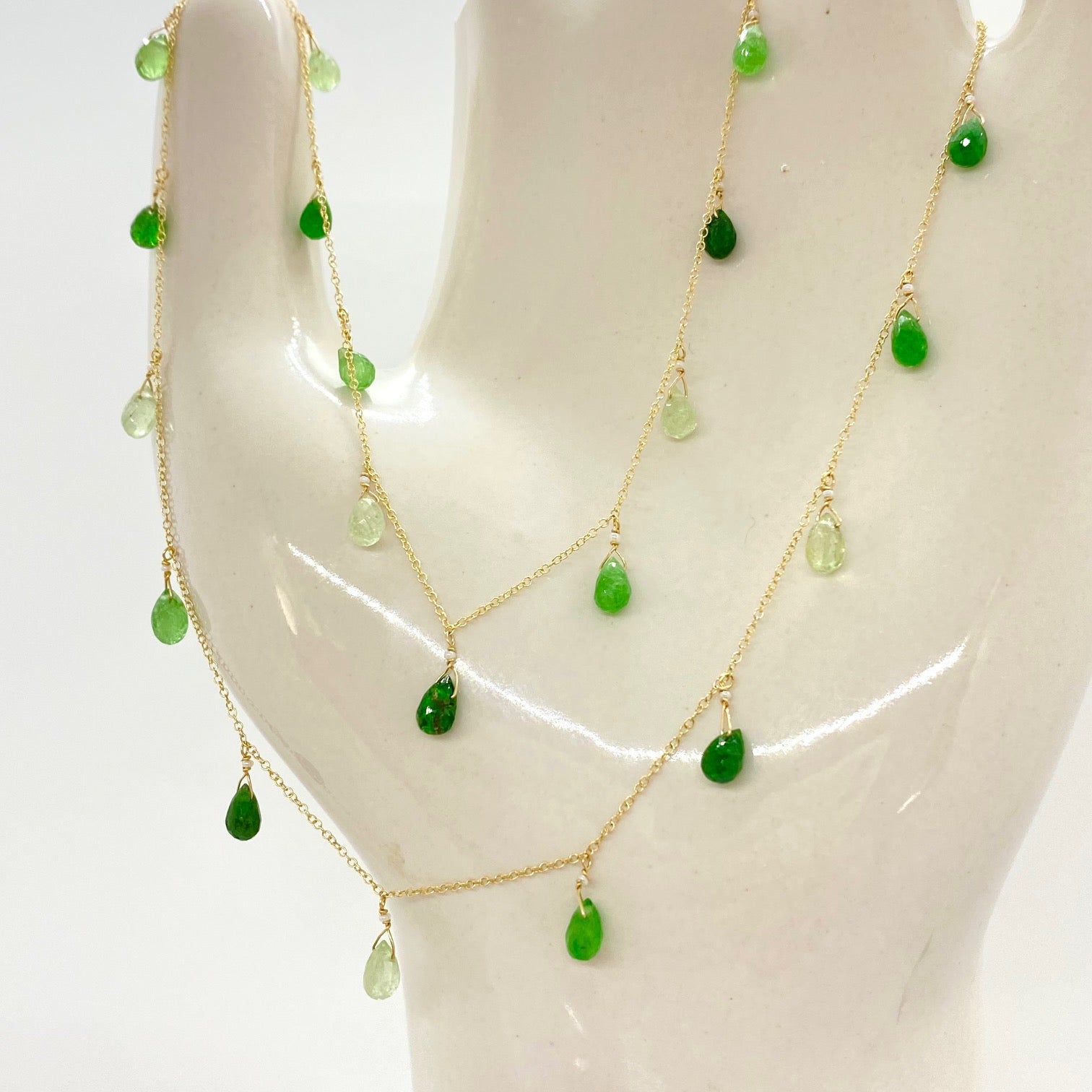 14k Gold Chain Necklace w/ Tsavorite