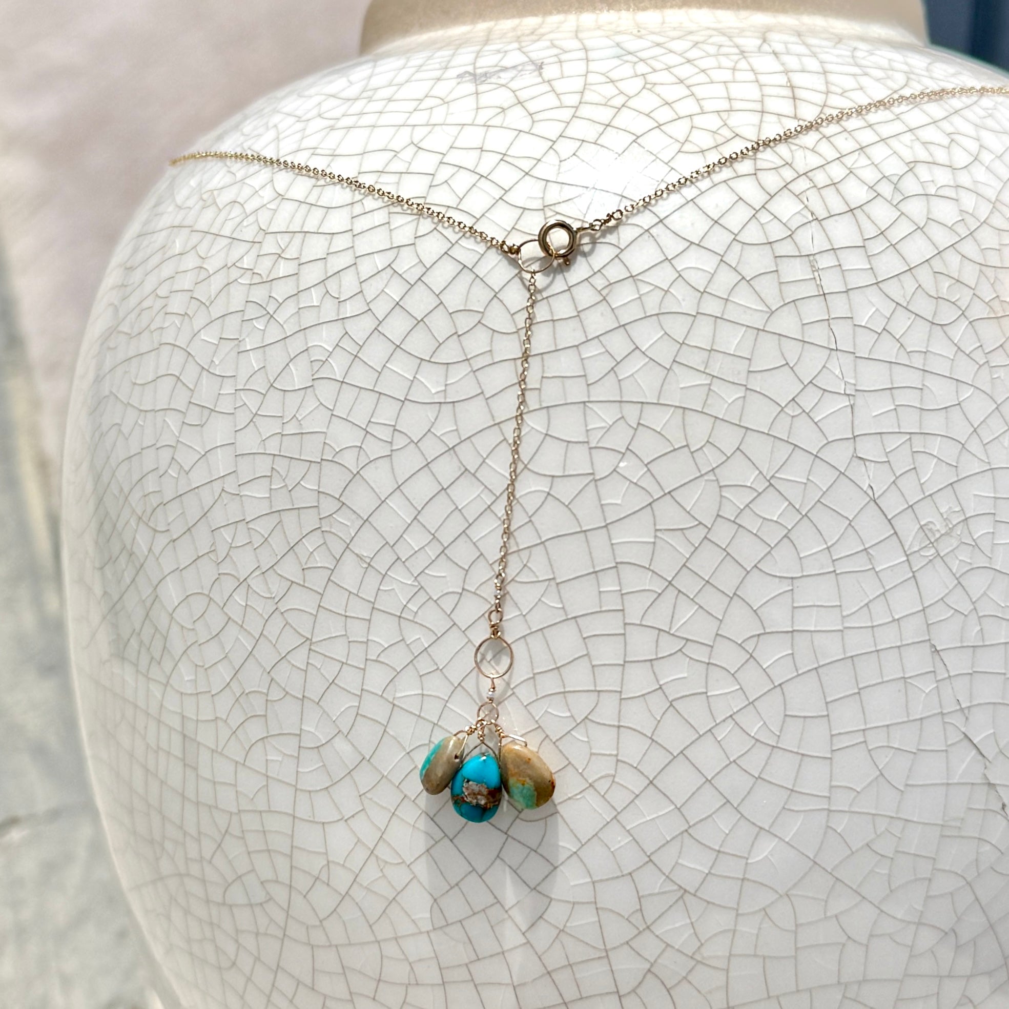 14k Gold Chain Necklace w/ Turquoise