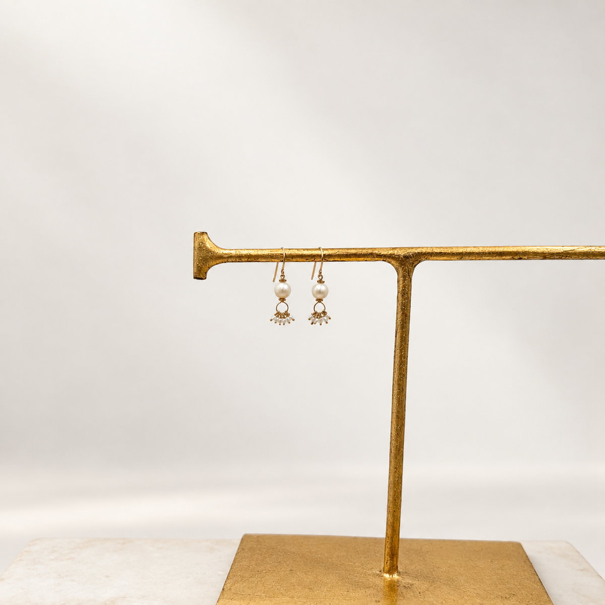 14k Gold Earrings w/ Freshwater Pearls, 18k Gold Nuggets & Akoya Pearls