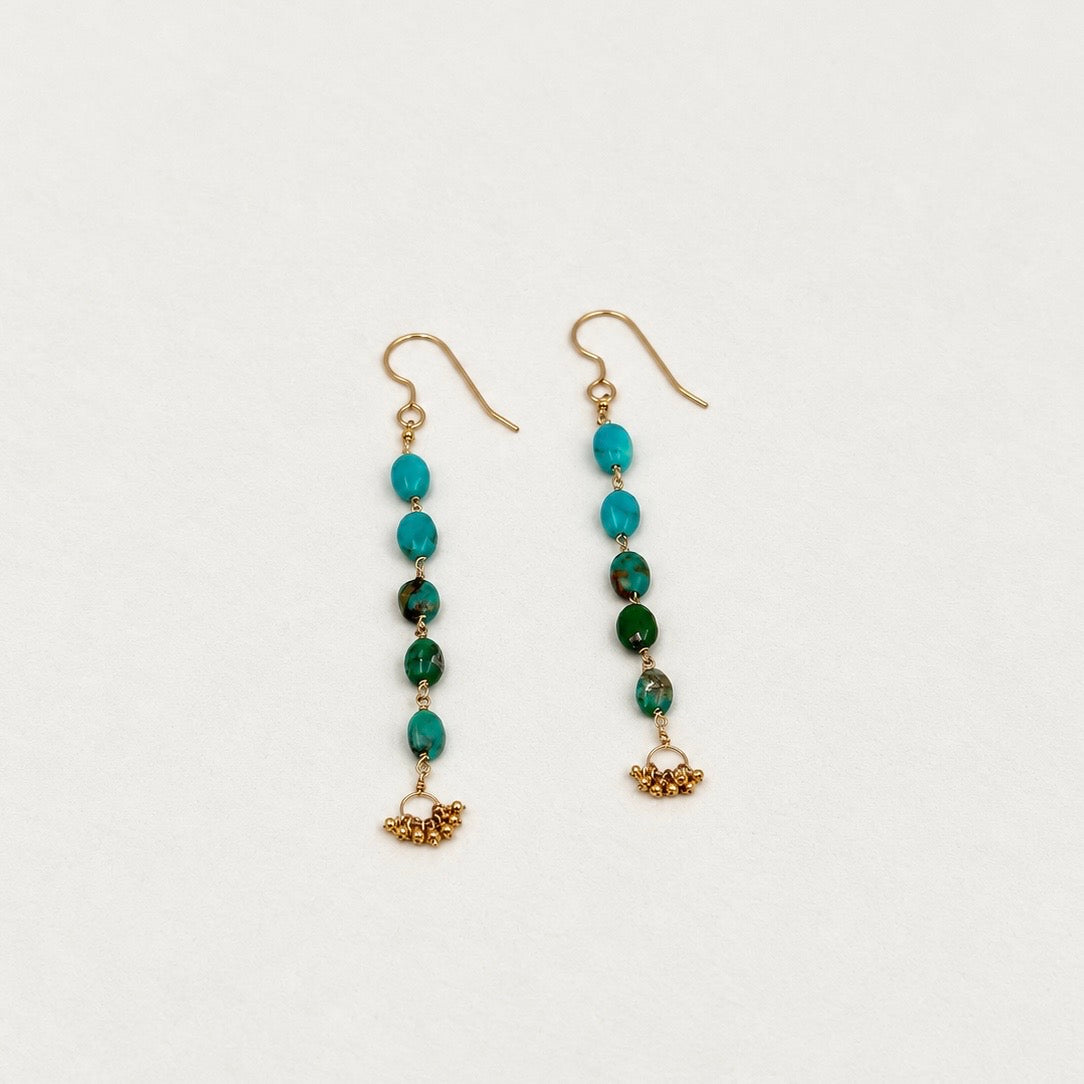 Gold-Filled Earrings w/ Turquoise & Gold-Plated Antique Italian Beads