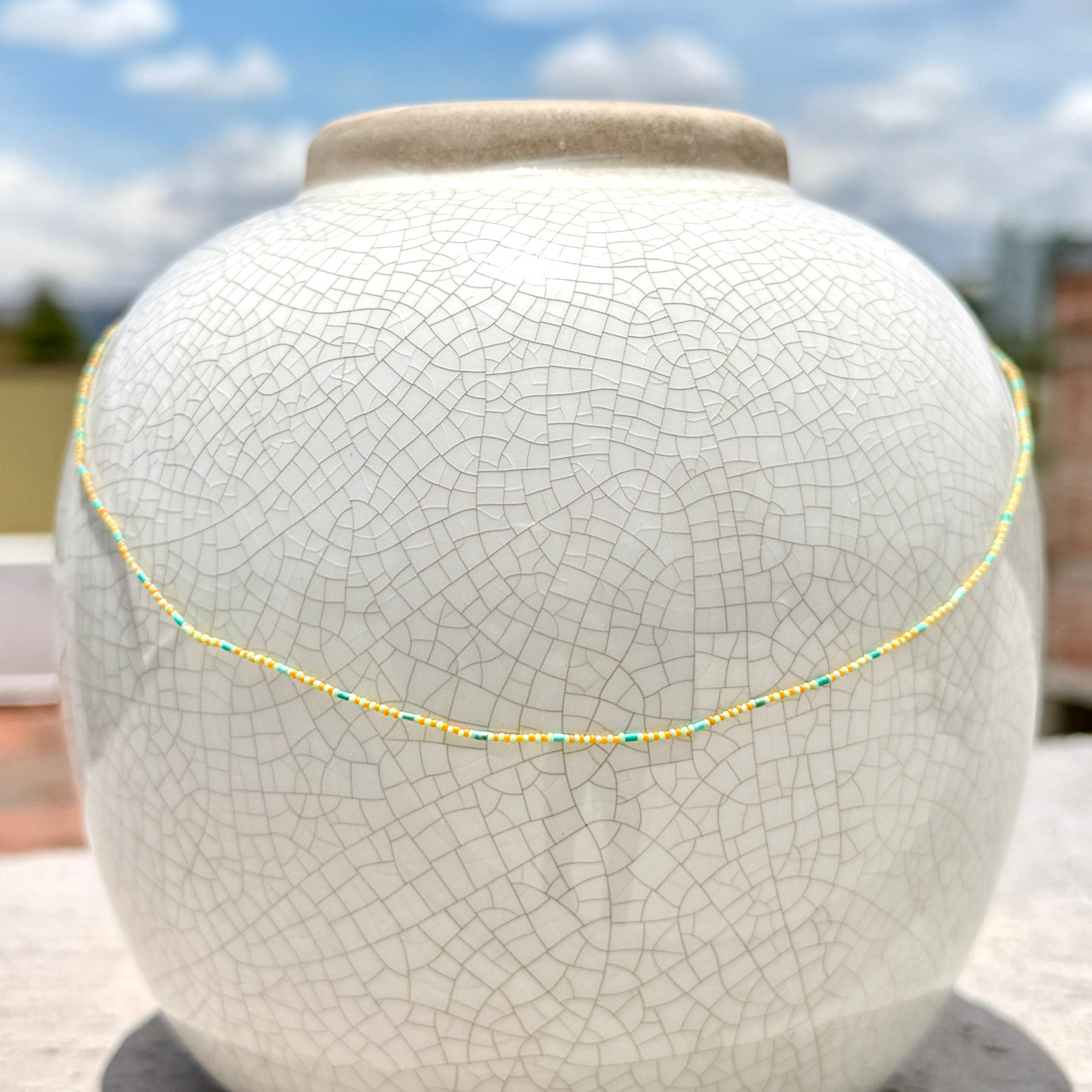 String Beaded Necklace w/ Antique Italian Beads & Afghan Turquoise