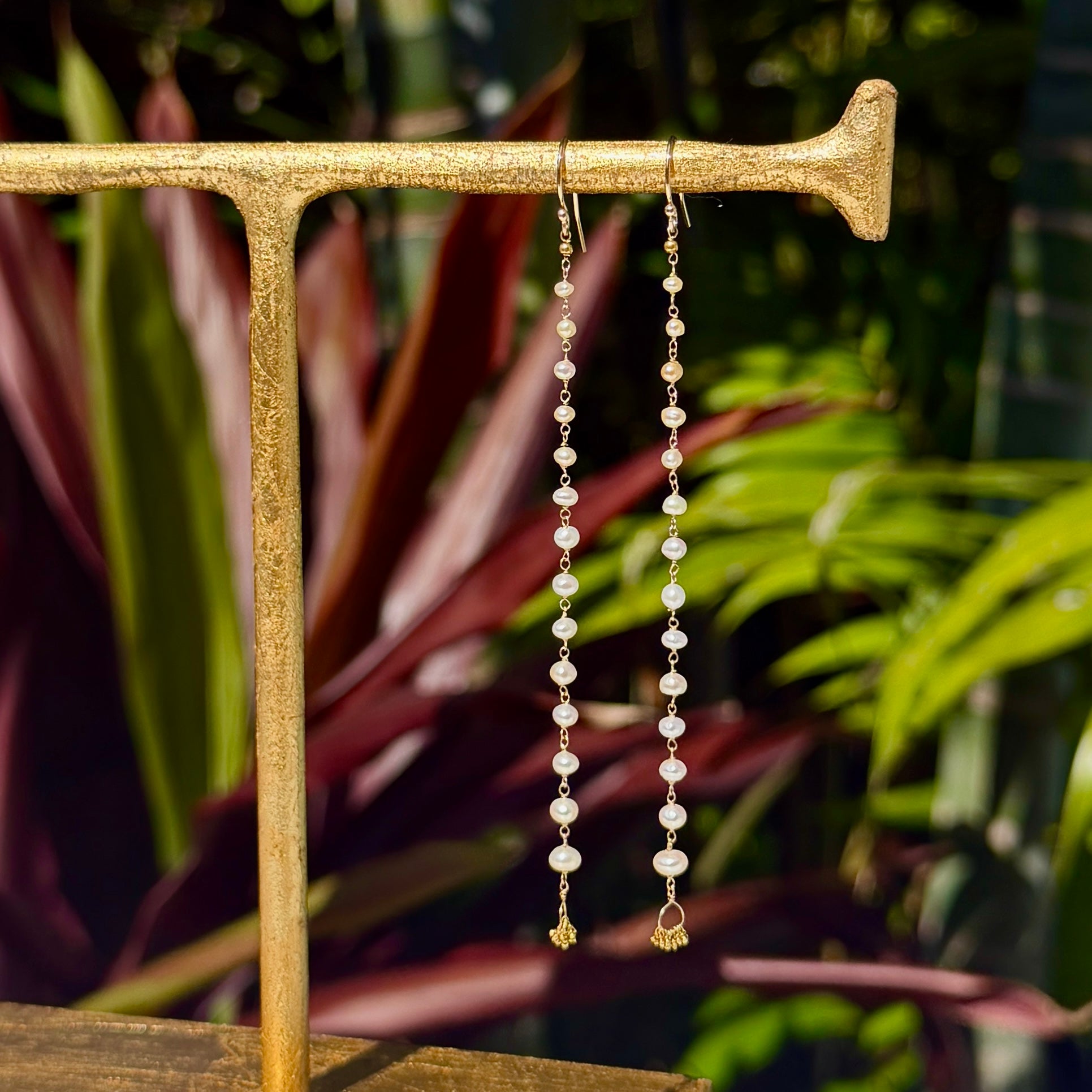 14k Gold Earrings w/ Japanese Akoya Pearls & 18k Gold Nuggets