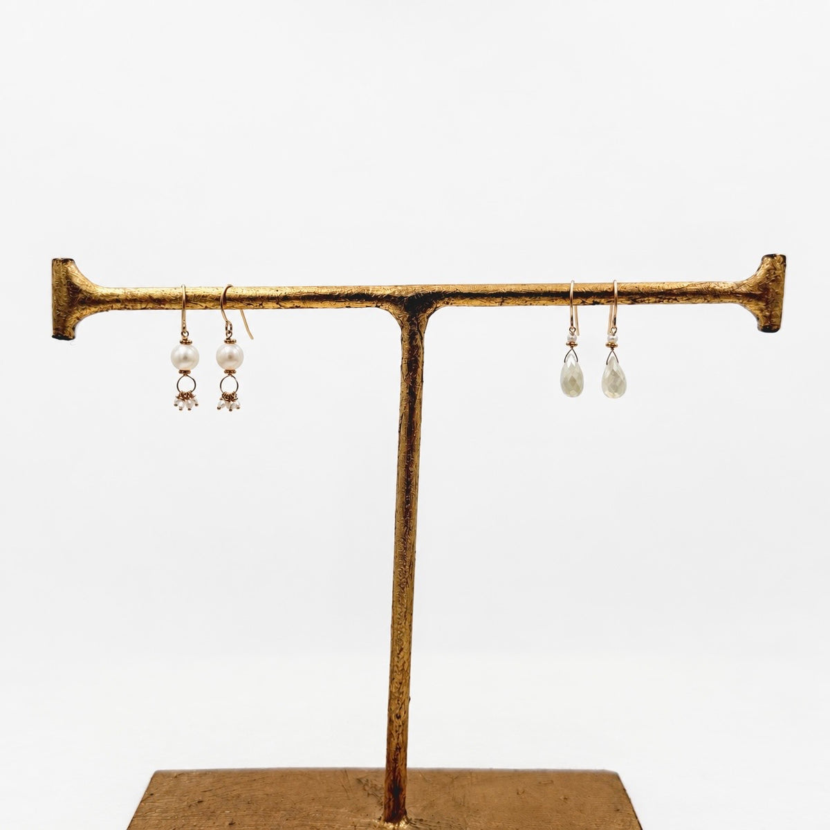 14k Gold Earrings w/ Freshwater Pearls, 18k Gold Nuggets & Akoya Pearls