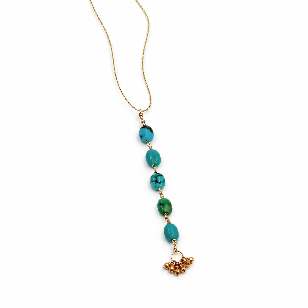 String Necklace w/ Turquoise & Gold-Plated Antique Italian Beads