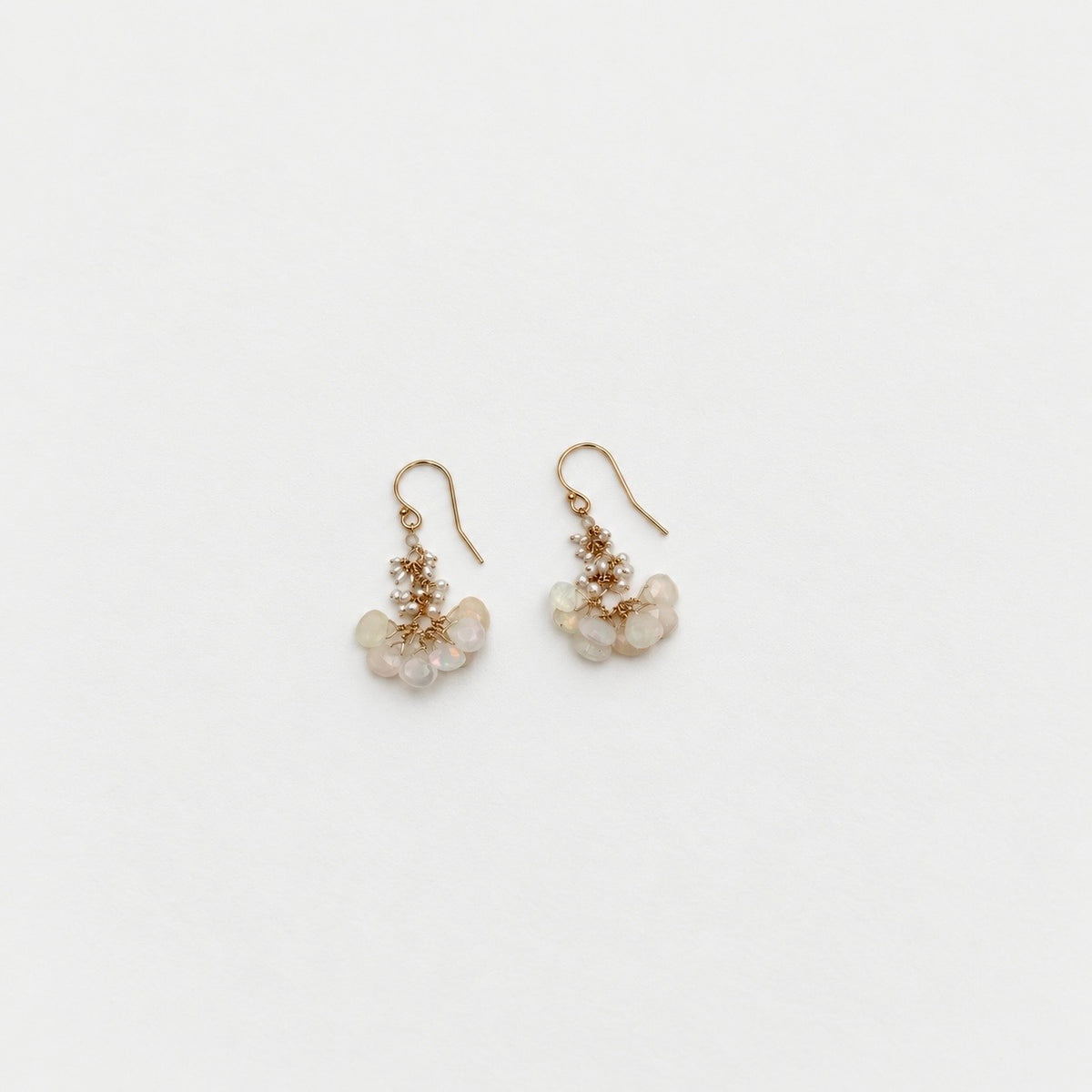 Gold-Filled Earrings w/ Fire Opal & Keshi Pearls
