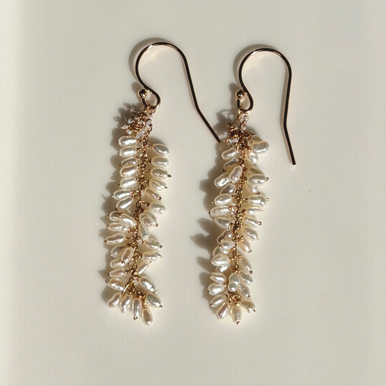 14k Gold Earrings w/ Japanese Akoya Pearls & Antique Italian Beads