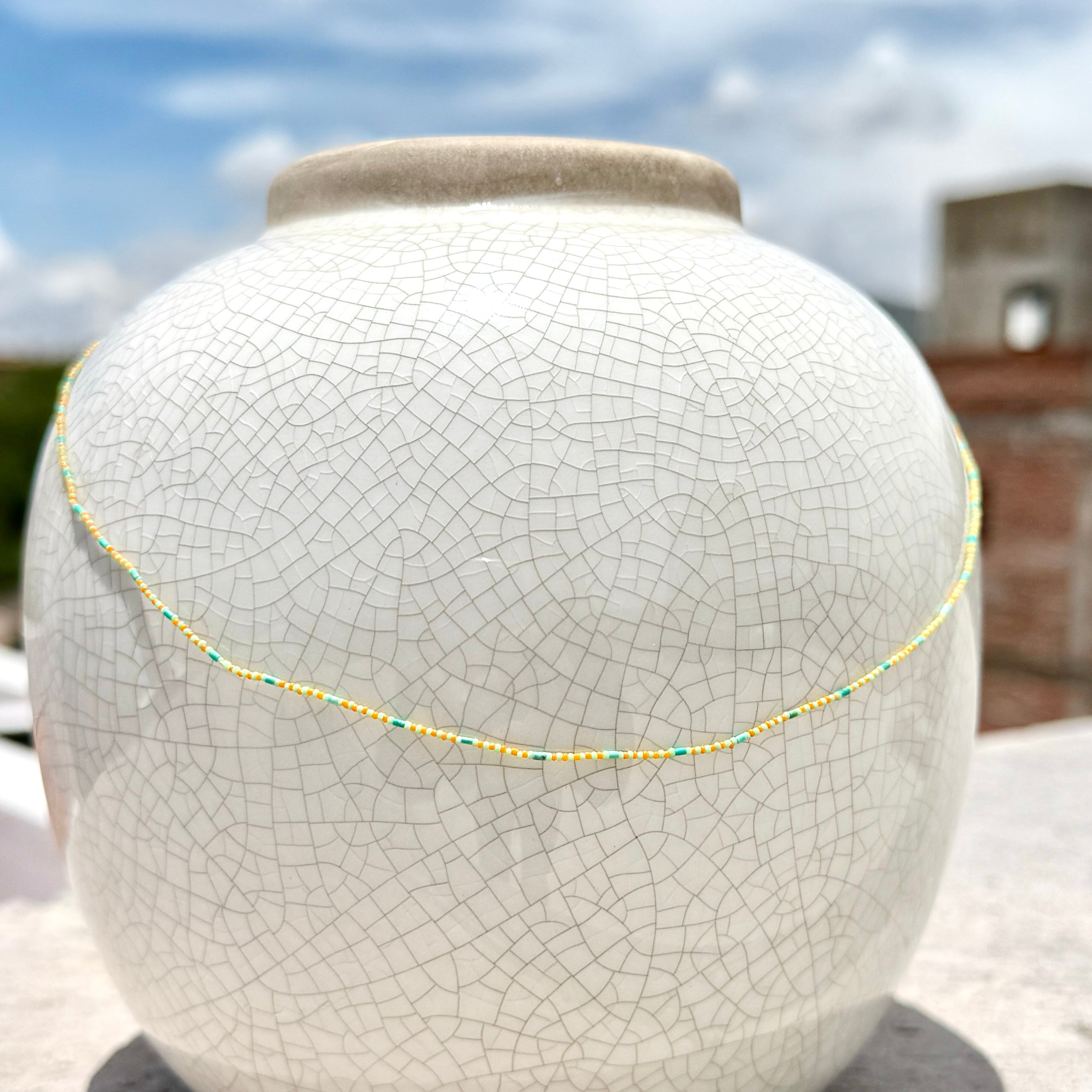 String Beaded Necklace w/ Antique Italian Beads & Afghan Turquoise