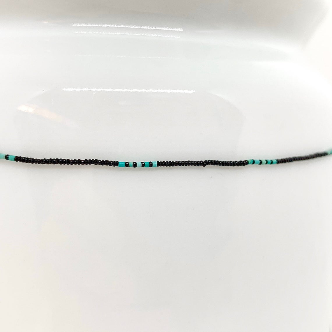 String Beaded Necklace w/ Turquoise Beads & Antique Italian Beads