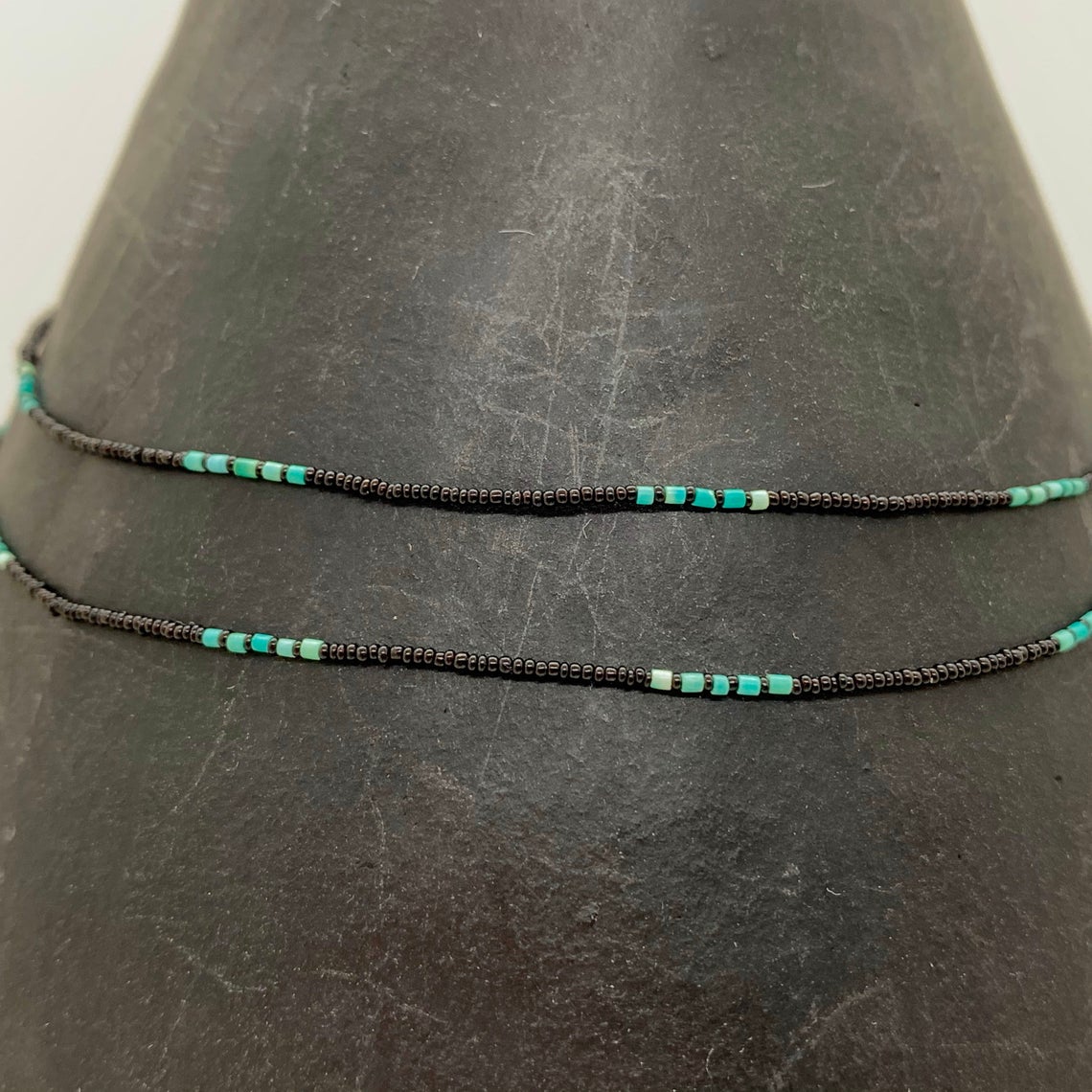 String Beaded Necklace w/ Turquoise Beads & Antique Italian Beads