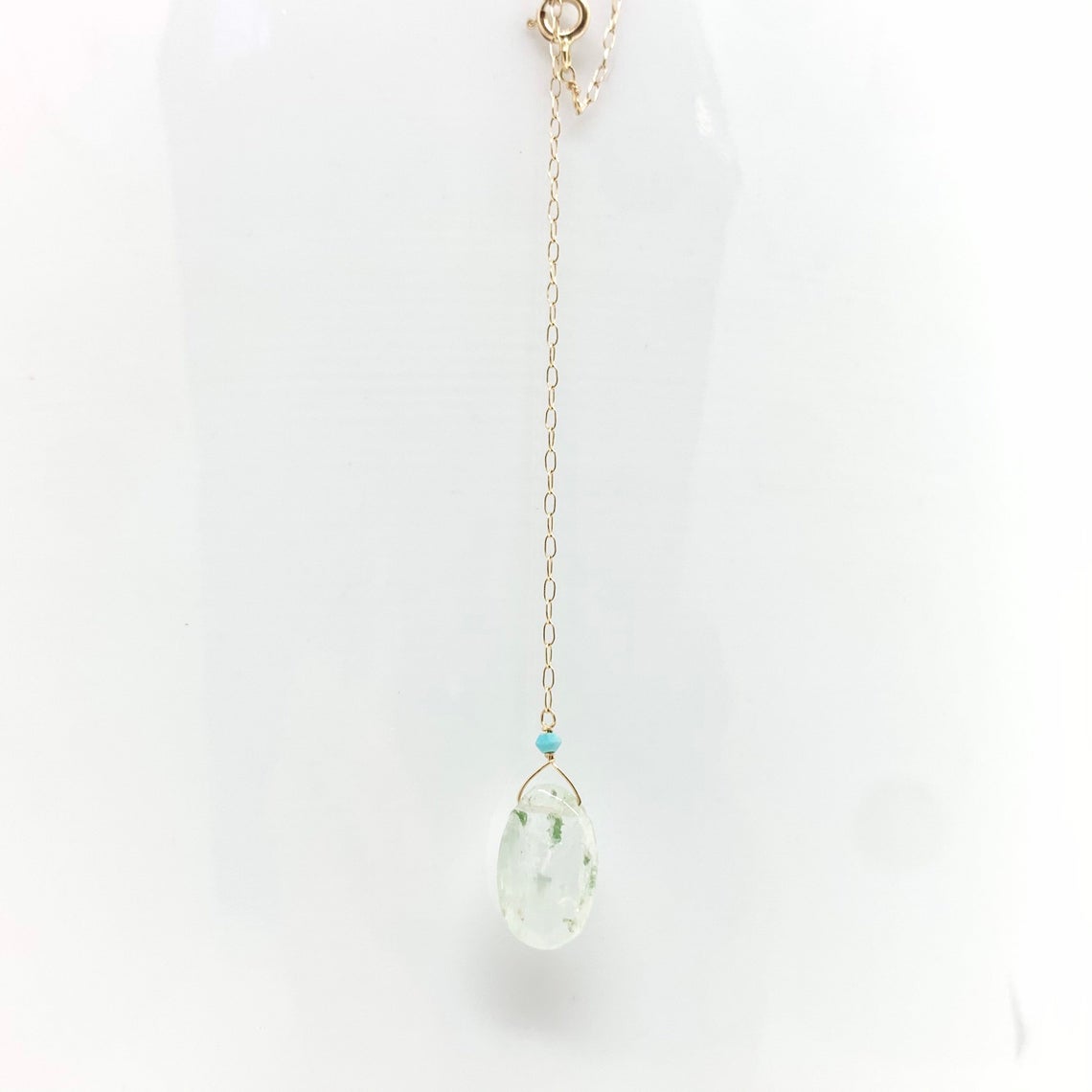 BEADED AFGHANI TURQUOISE NECKLACE - Aqua Bead Necklace - Antique Gemstone Jewelry - Aquamarine Drop Necklace