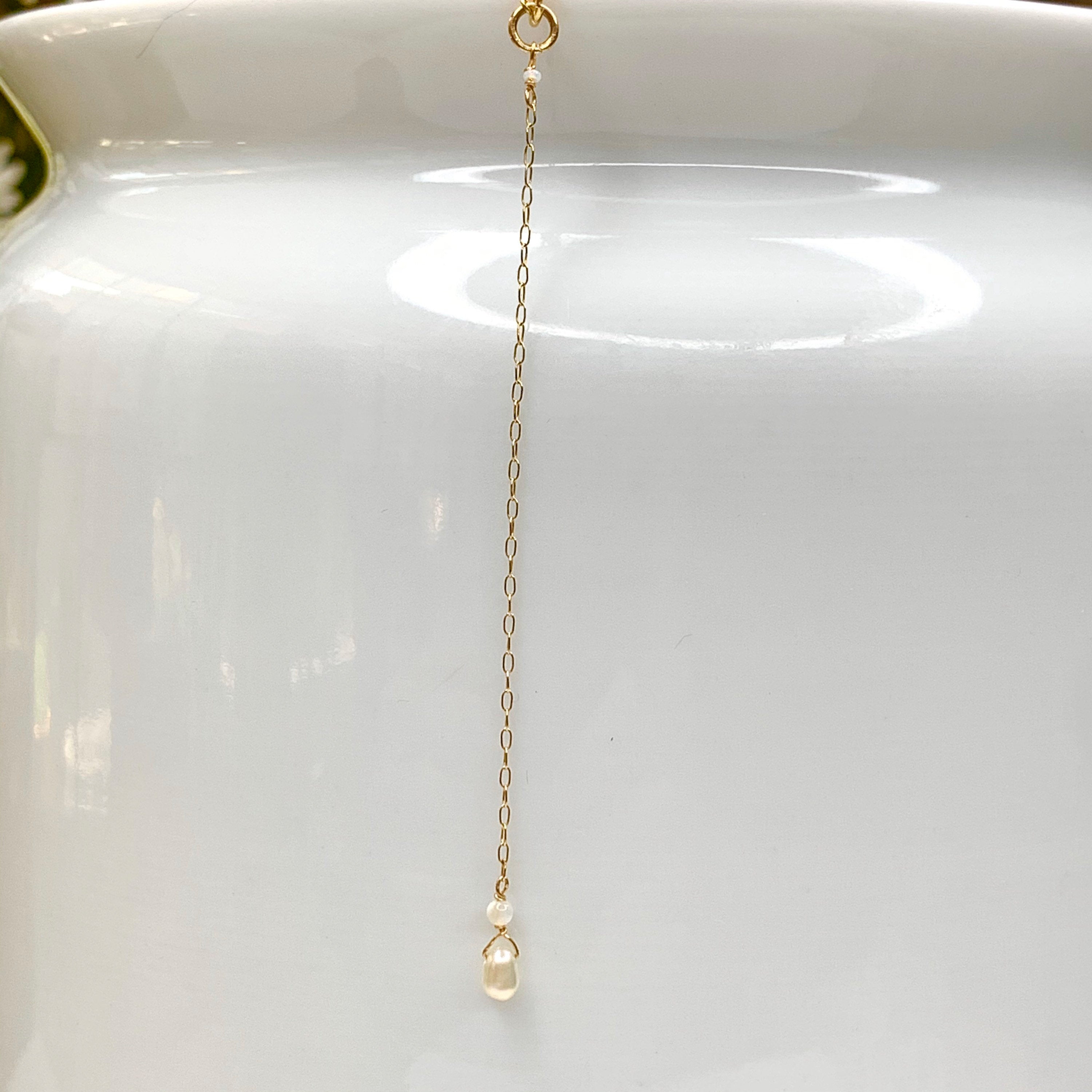 14kt Gold Chain Necklace w/ Antique Italian Beads & Freshwater Pearls