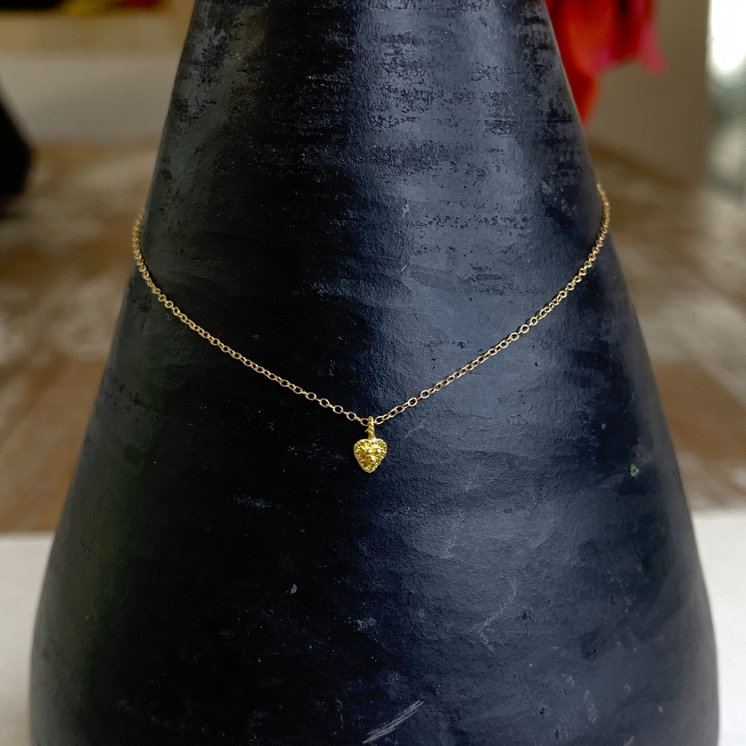 14k Gold Chain Necklace w/ 18k Gold Heart Pendant