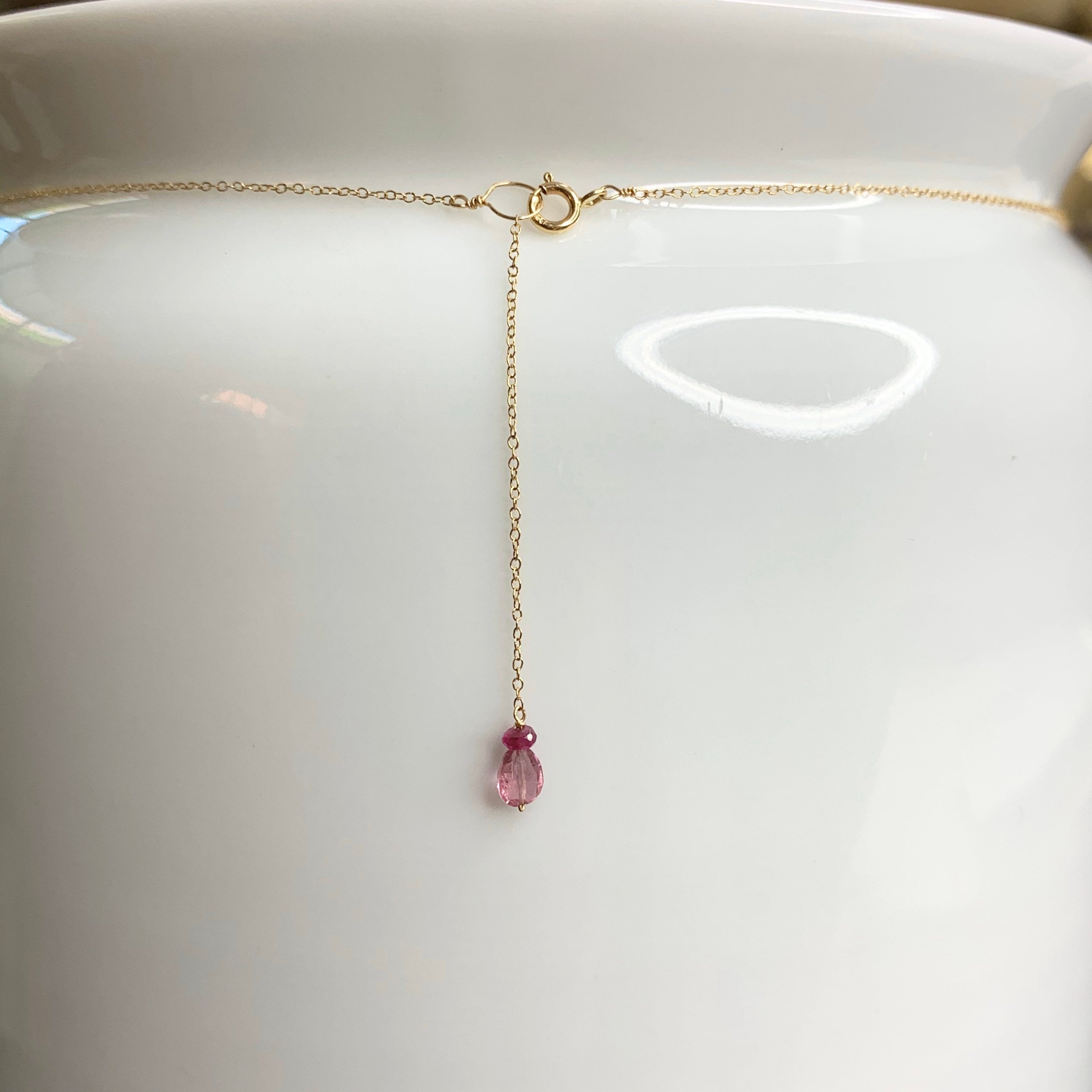 14k Gold Chain Necklace w/ Aquamarine, Opal & Keshi Pearl