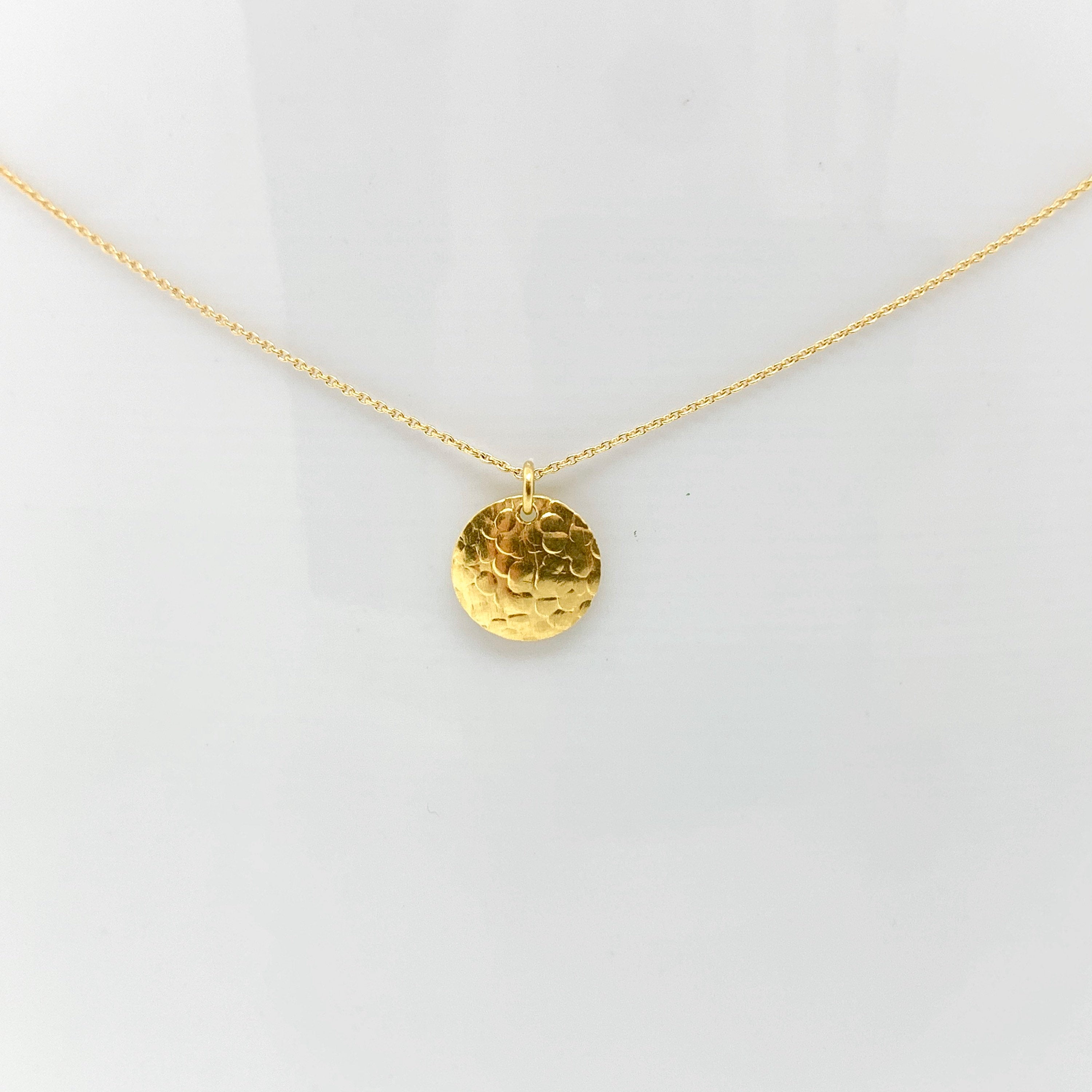 18K Gold Long Chain Pendant Necklace - Disk Charm Pendant - 14 K Gold Jewelry - Chain With Pendant - Gf Birthday Gift