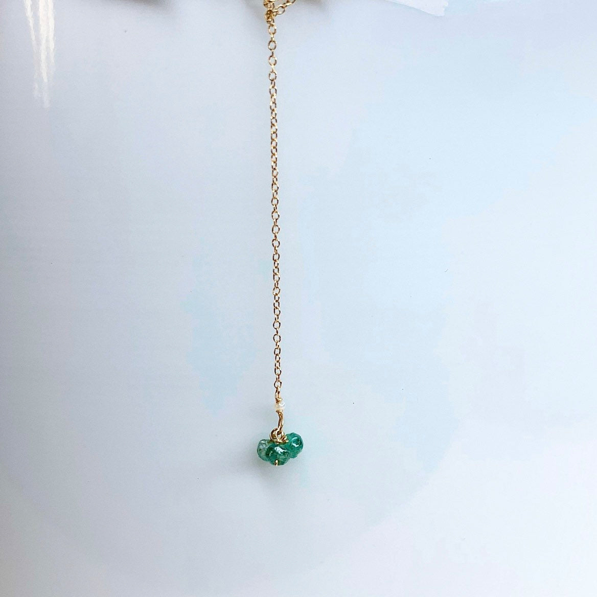 14k Gold Chain Necklace w/ Pre-Columbian Jade & 18k Gold Nugget