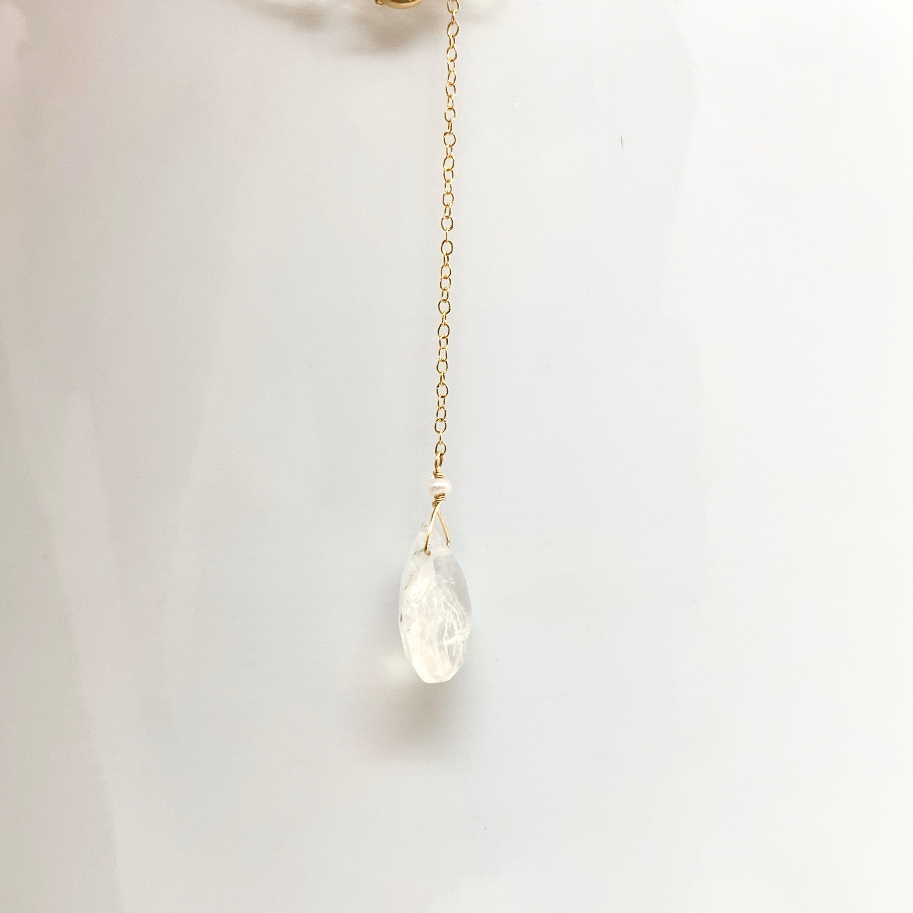 14k Gold Chain Necklace w/ White Opal